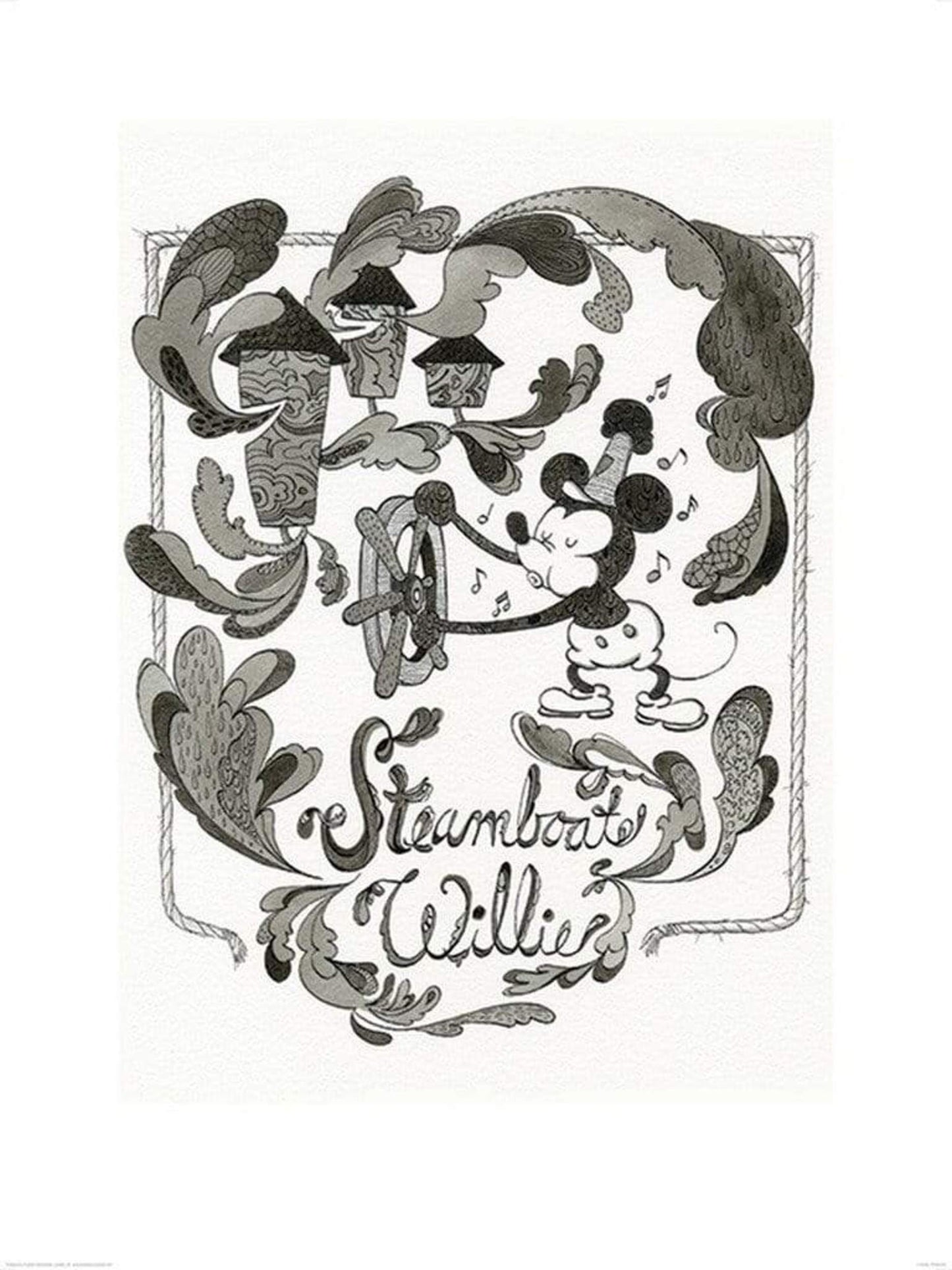 Affiche Art Mickey Mouse - Steamboat Willie Steam 60x80cm