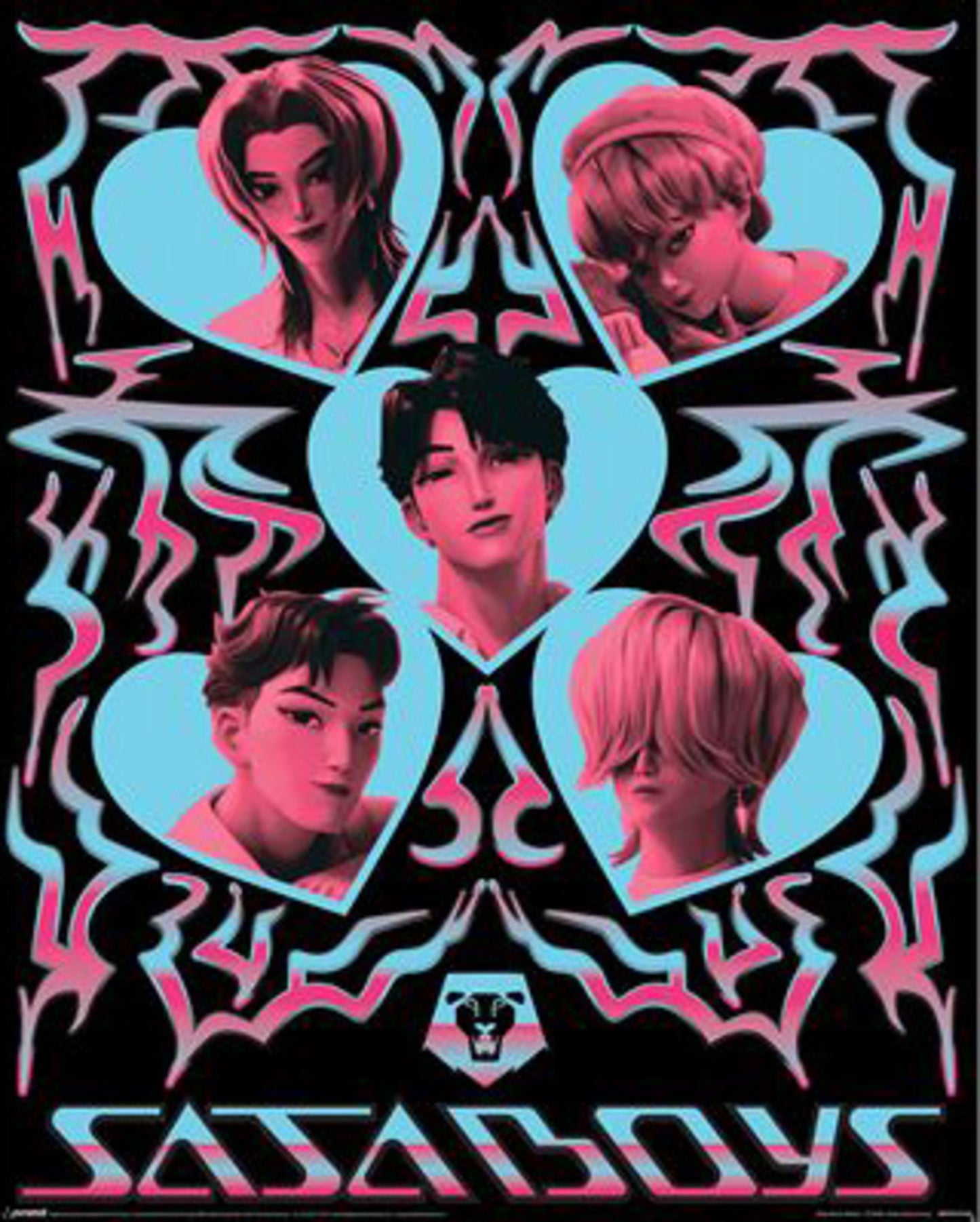Poster K-Pop Demon Hunters - Saja Boys Hearts 40x50cm
