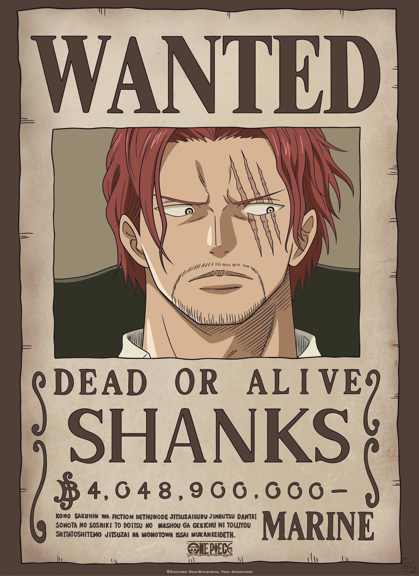 Poster One Piece - Wanted Shanks 38x52cm