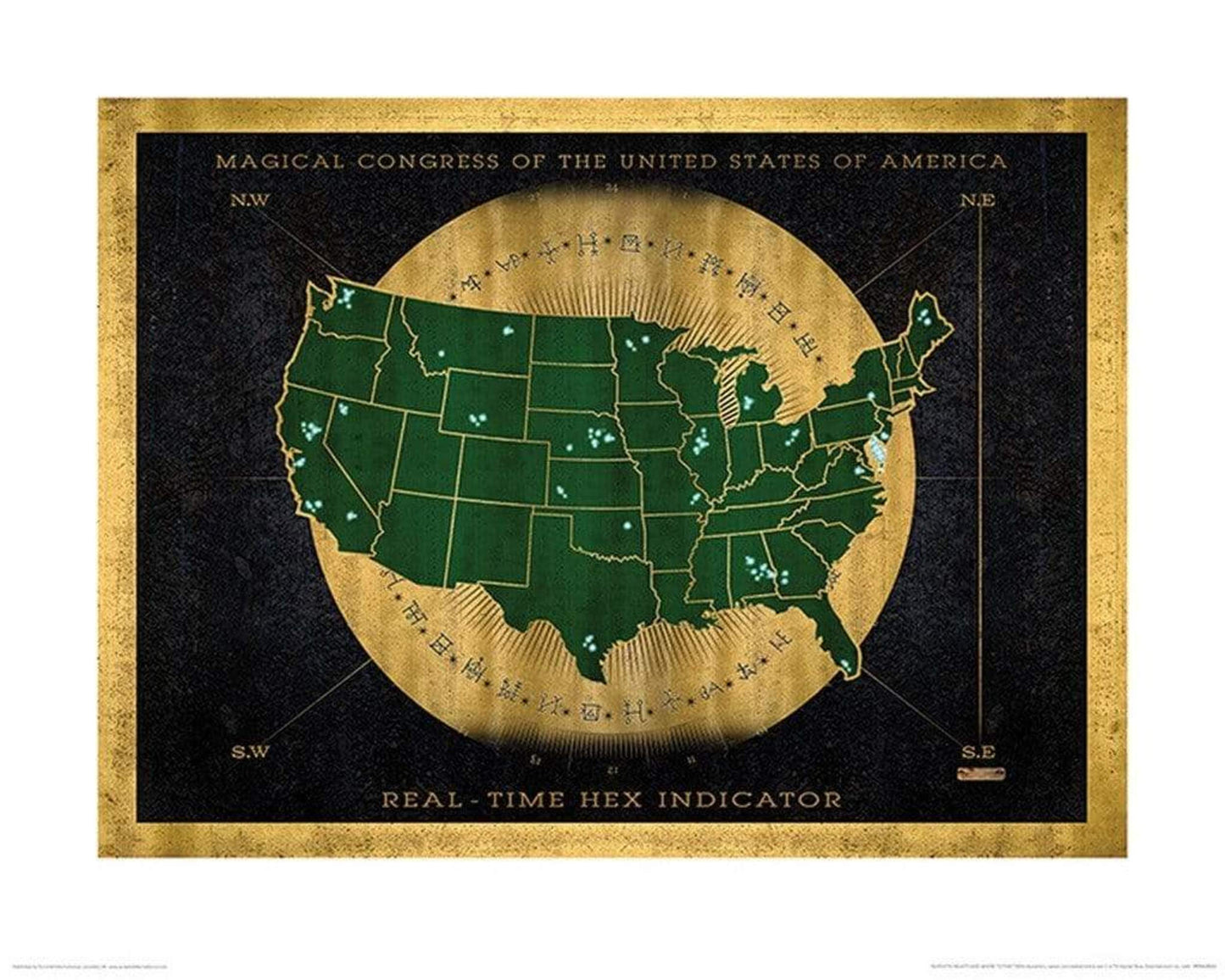 Affiche Art Fantastic Beasts - Hex indicator map 40x50cm