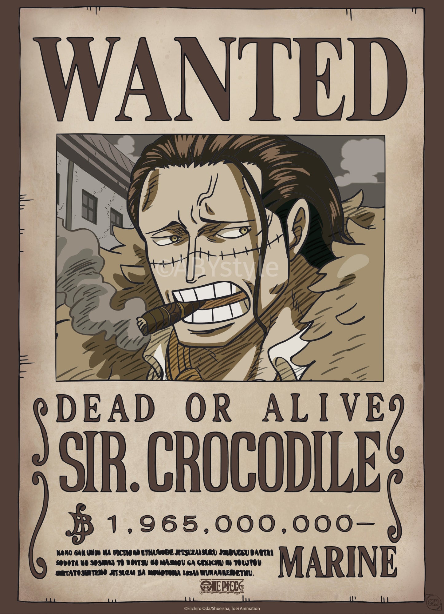 Poster One Piece - Wanted Crocodile Wano 38x52cm