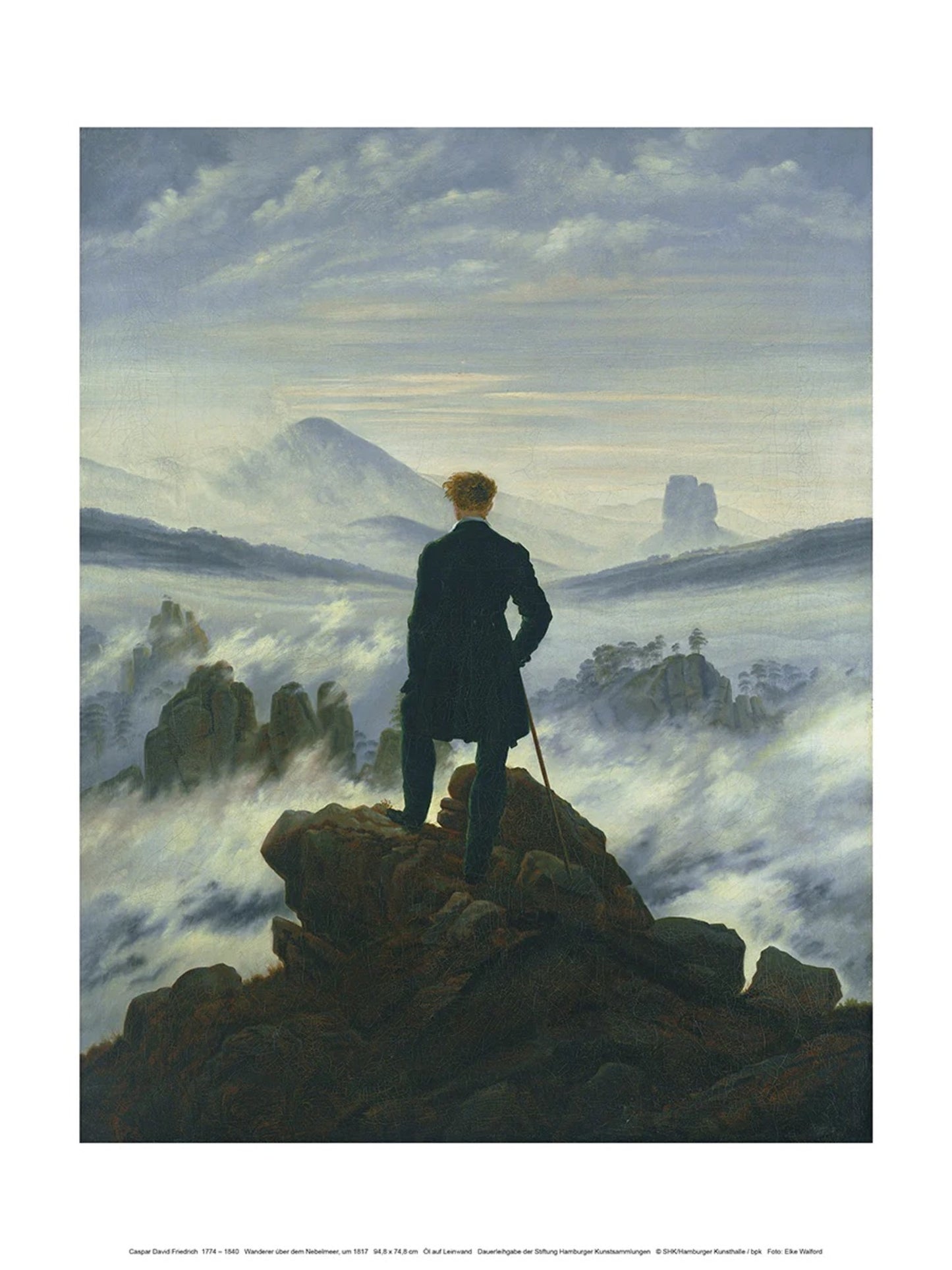 Affiche Art Caspar David Friedrich Der Wanderer im Nebelmeer 30x40cm