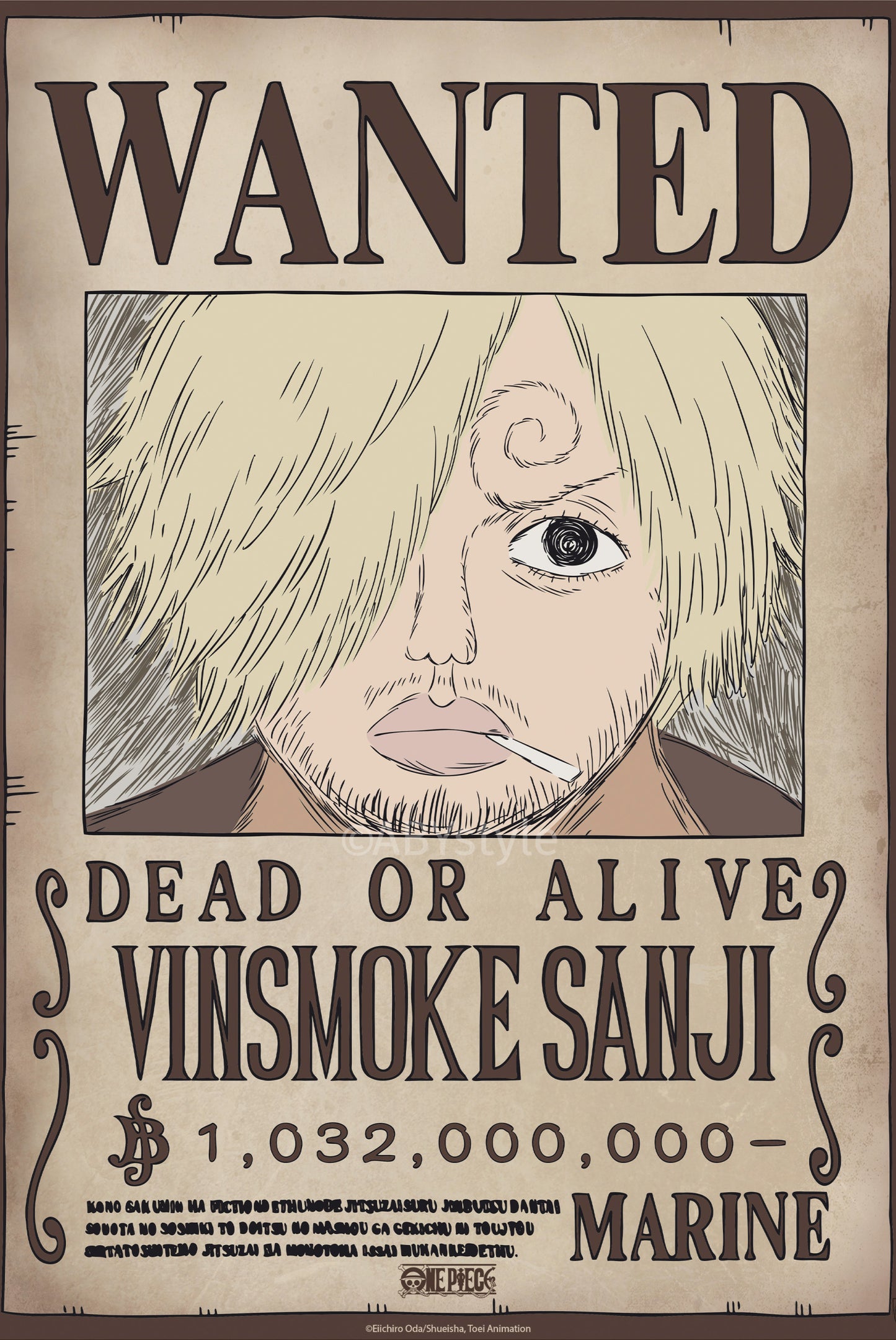 Poster One Piece - Wanted Sanji Wano 38x52cm