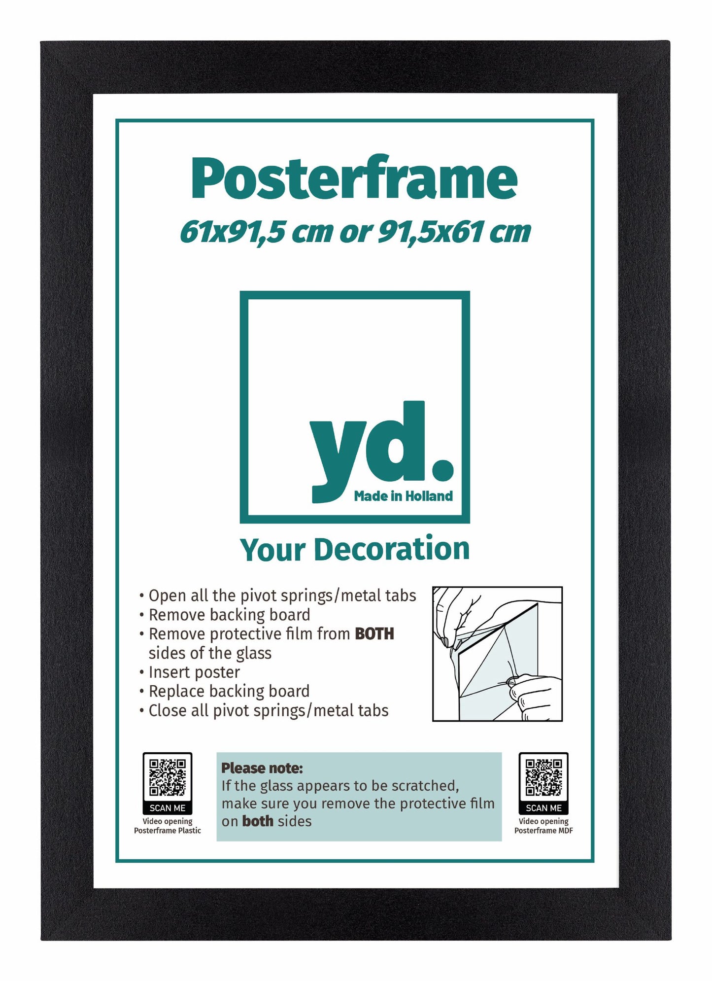 Cadre d'affiche 61x91,5cm Noir Mat MDF Parma