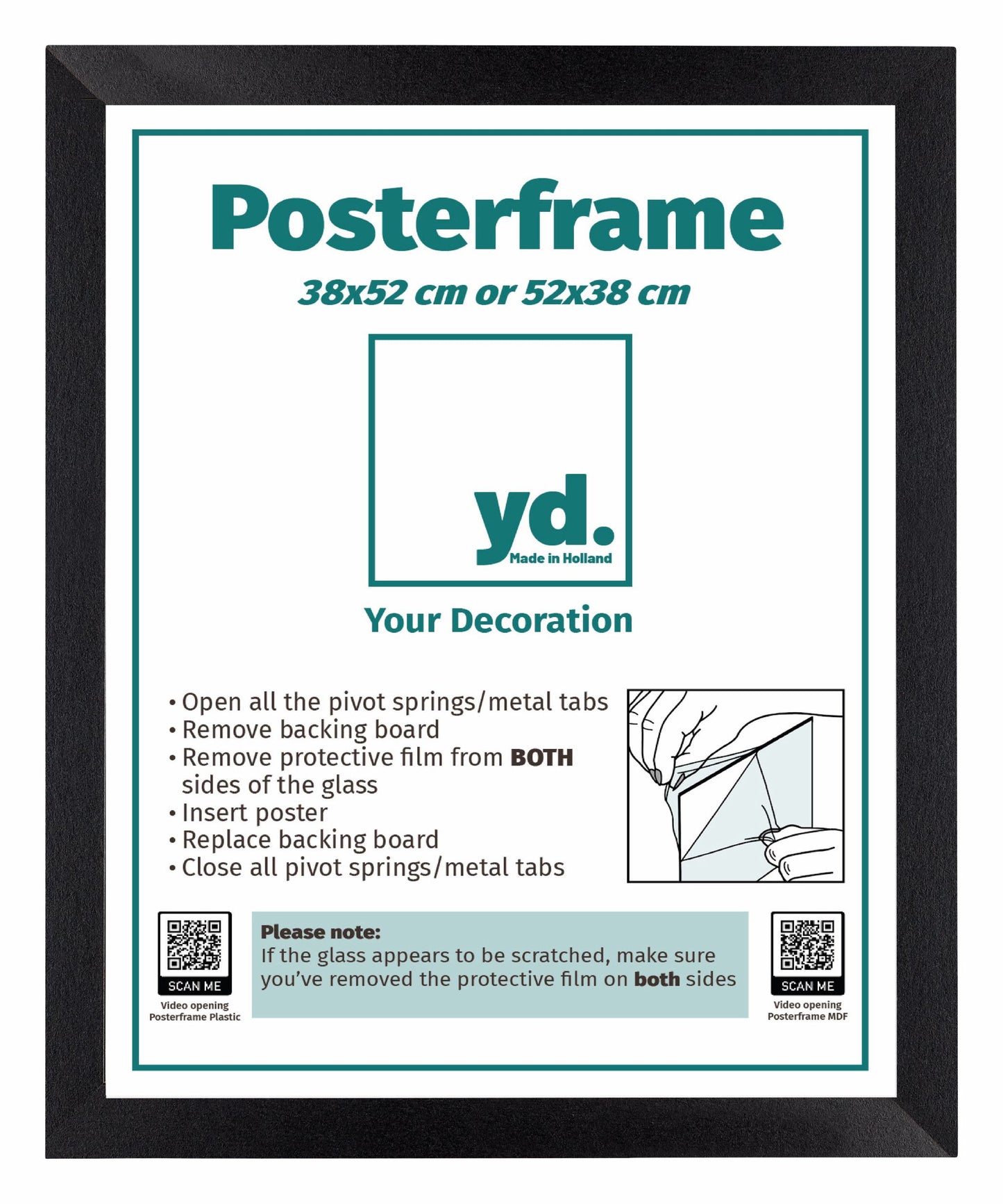 Cadre d'affiche 38x52cm Noir Mat MDF Parma