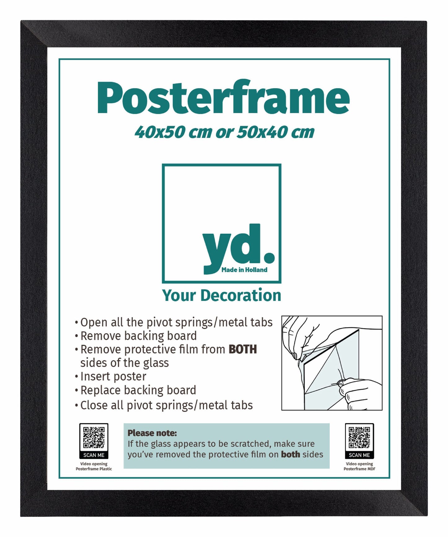 Cadre d'affiche 40x50cm Noir Mat MDF Parma