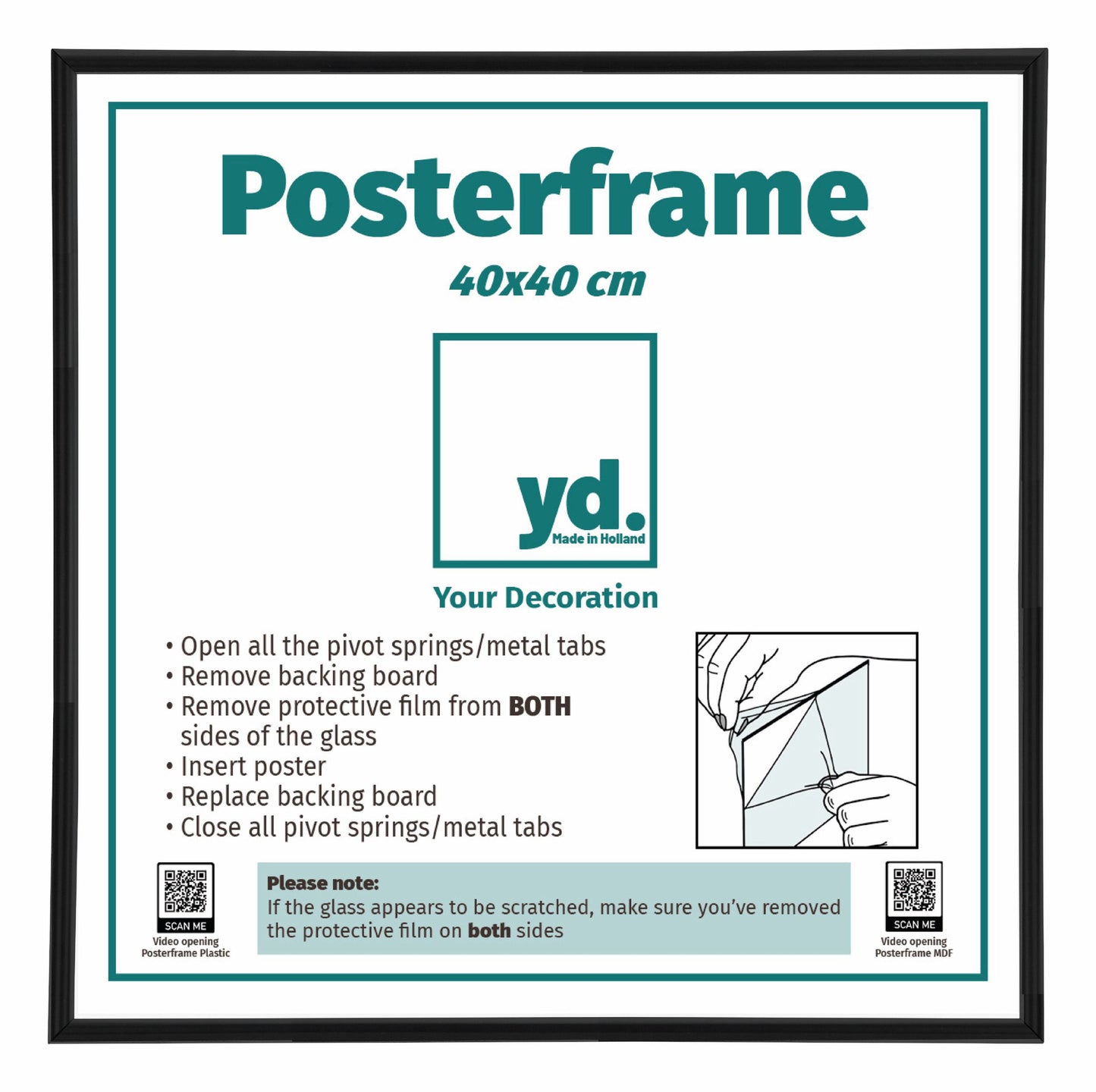 Cadre d'affiche 40x40cm Noir Mat Plastique Paris