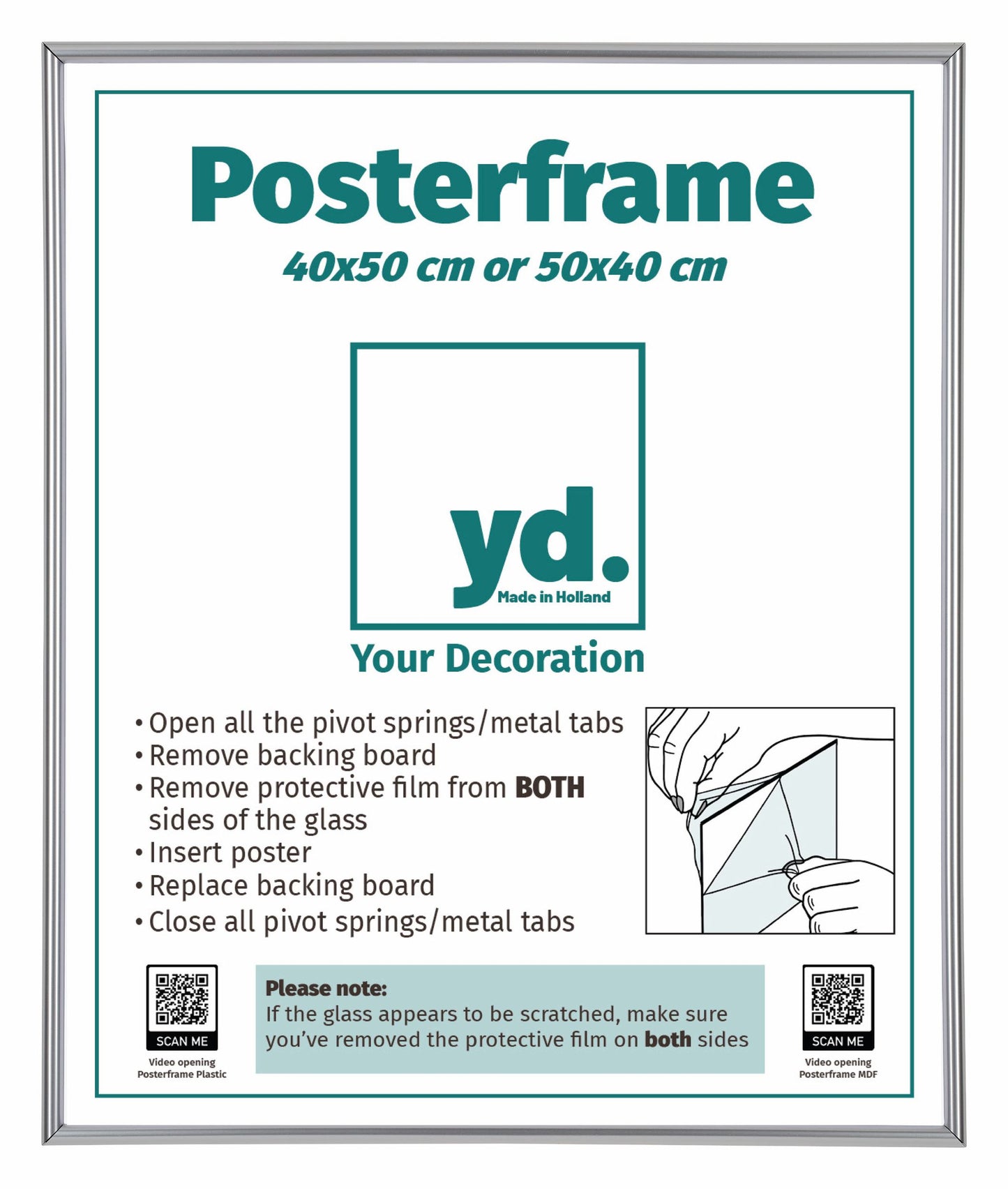 Cadre d'affiche 40x50cm Argent Brillant Plastique Paris