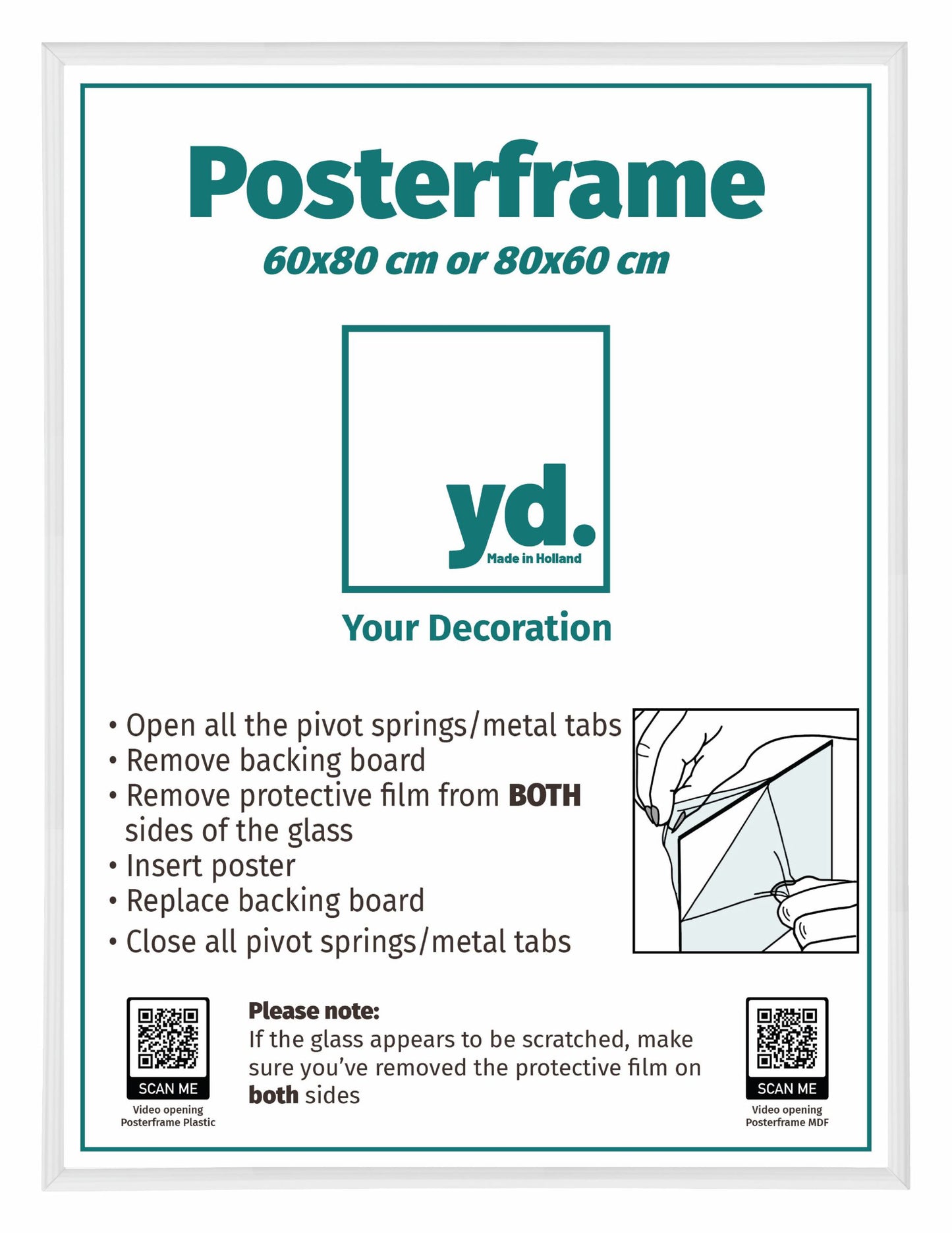 Cadre d'affiche 60x80cm Blanc Brillant Plastique Paris