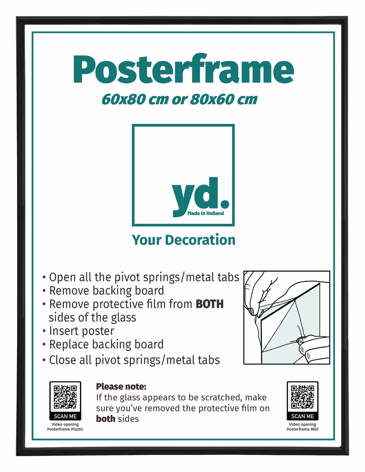 Cadre d'affiche 60x80cm Noir Mat Plastique Paris