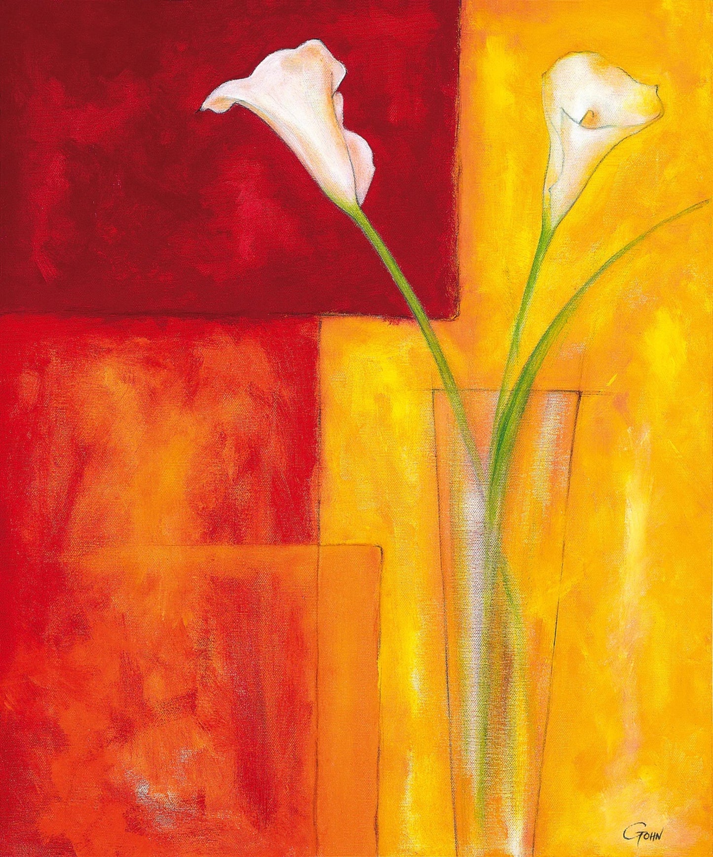 Affiche Art Günter Gohn - Callas auf warmem Rot 50x60cm