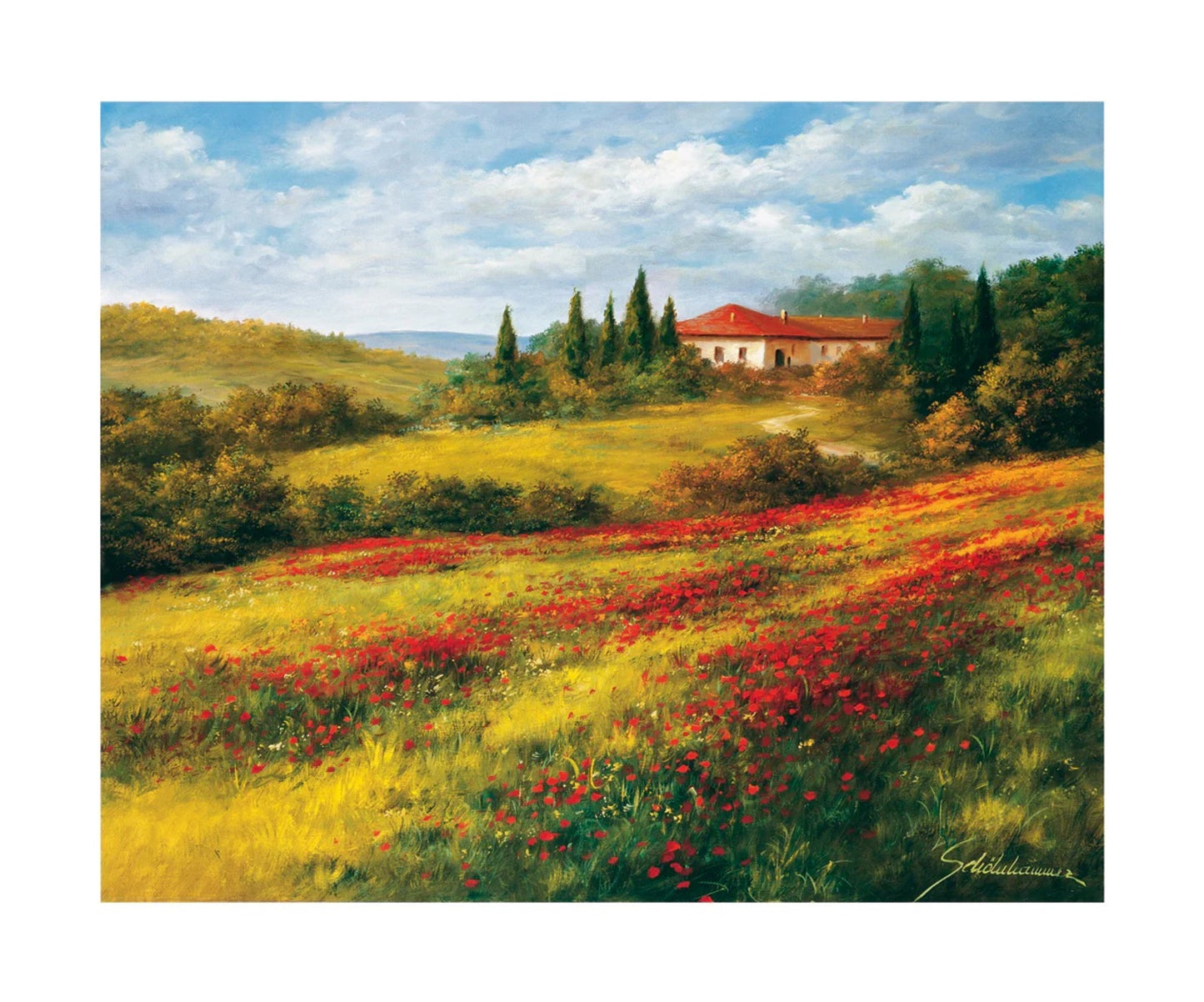 Affiche Art Heinz Schölnhammer - Landschaft mit Mohn I 60x50cm
