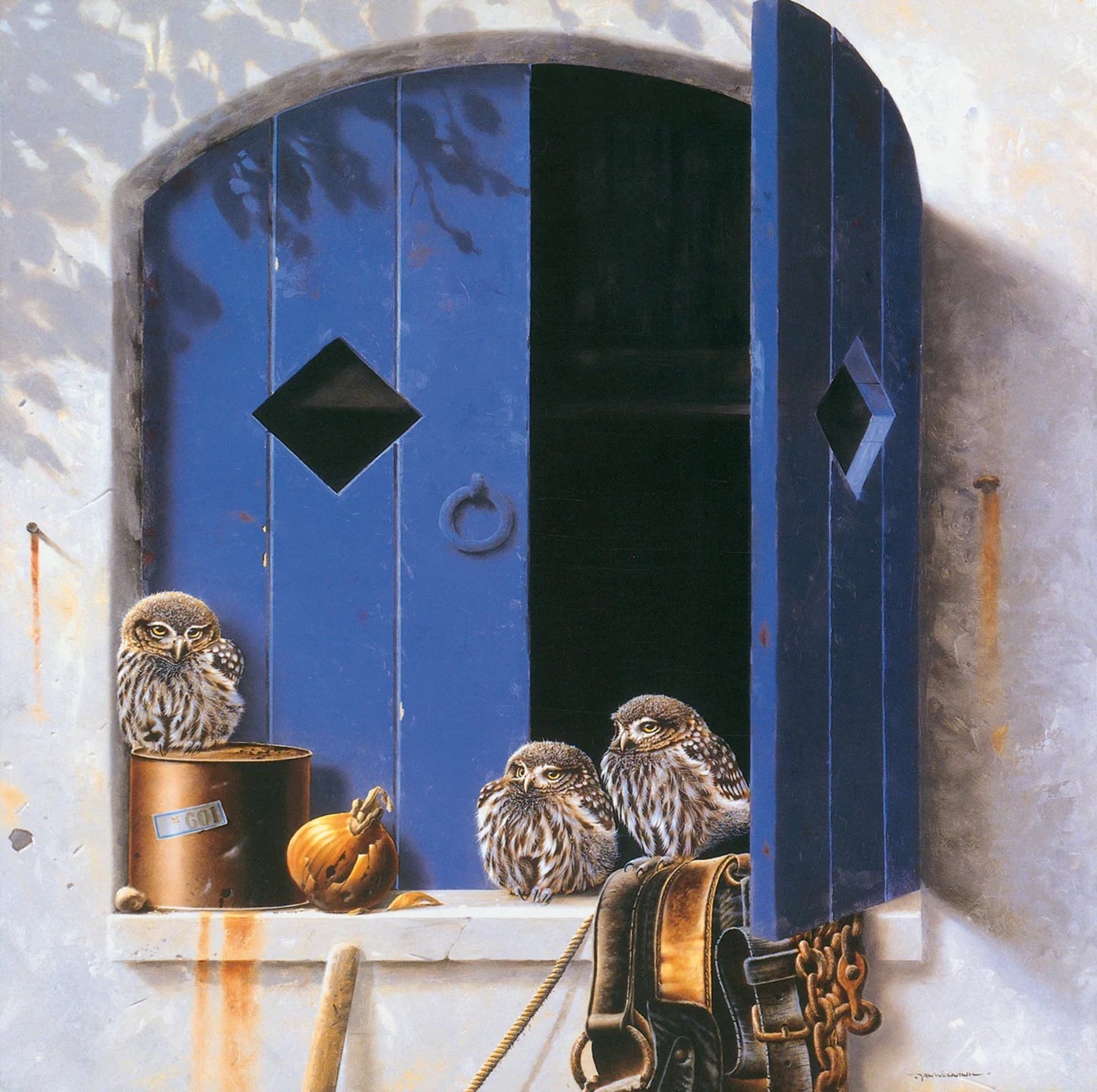 Affiche Art Jan Weenink - Visiting birds II 30x30cm