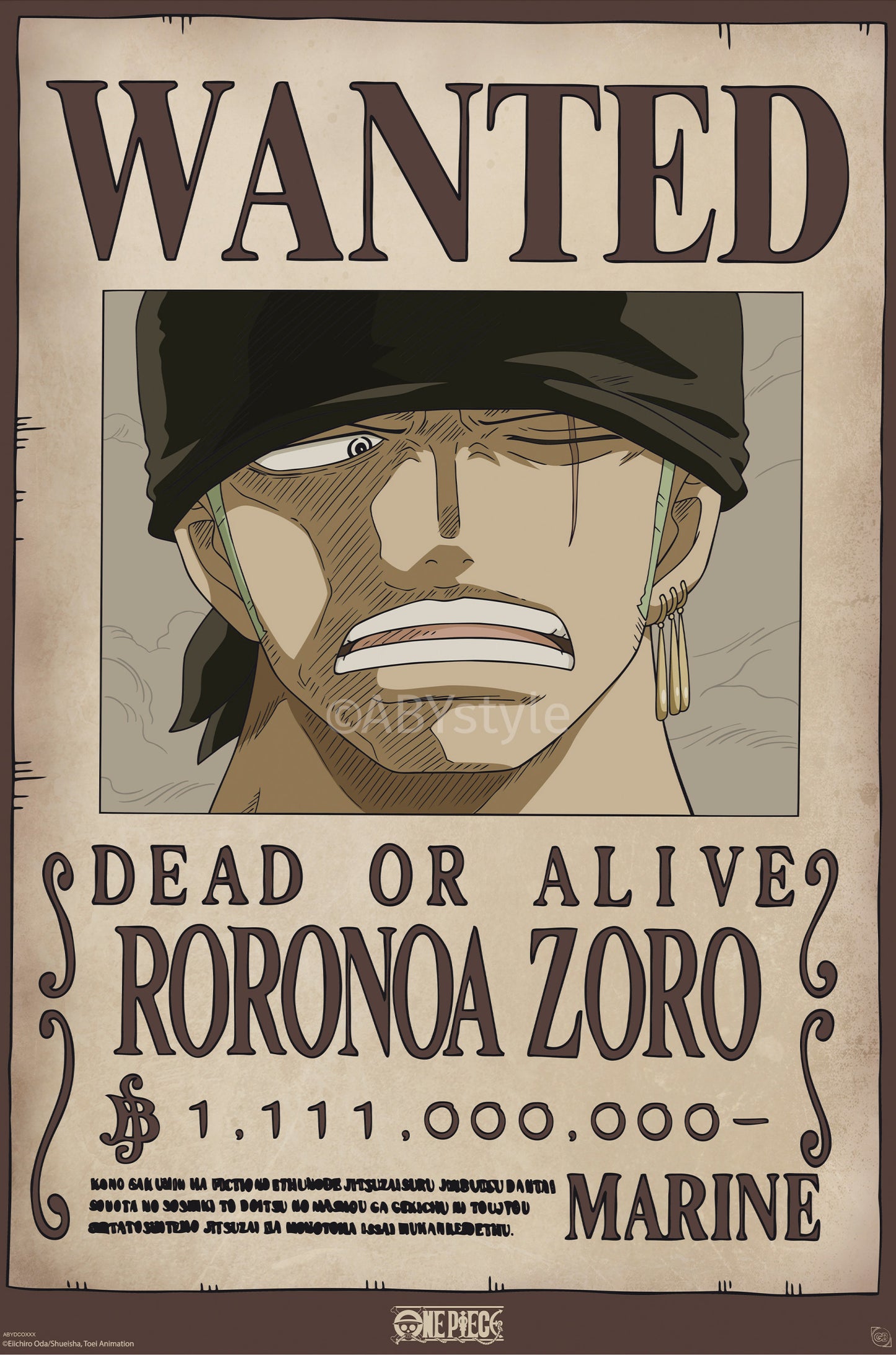 Poster One Piece - Wanted Zoro Wano 61x91,5cm