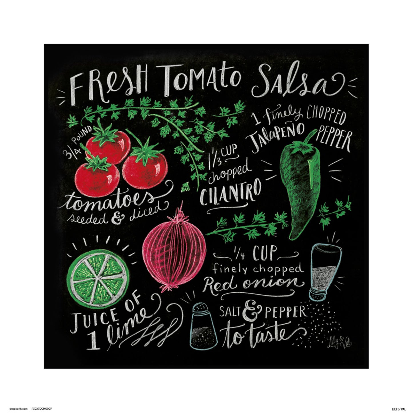 Affiche Art Lily And Val Fresh Tomata Salsa 30x30cm