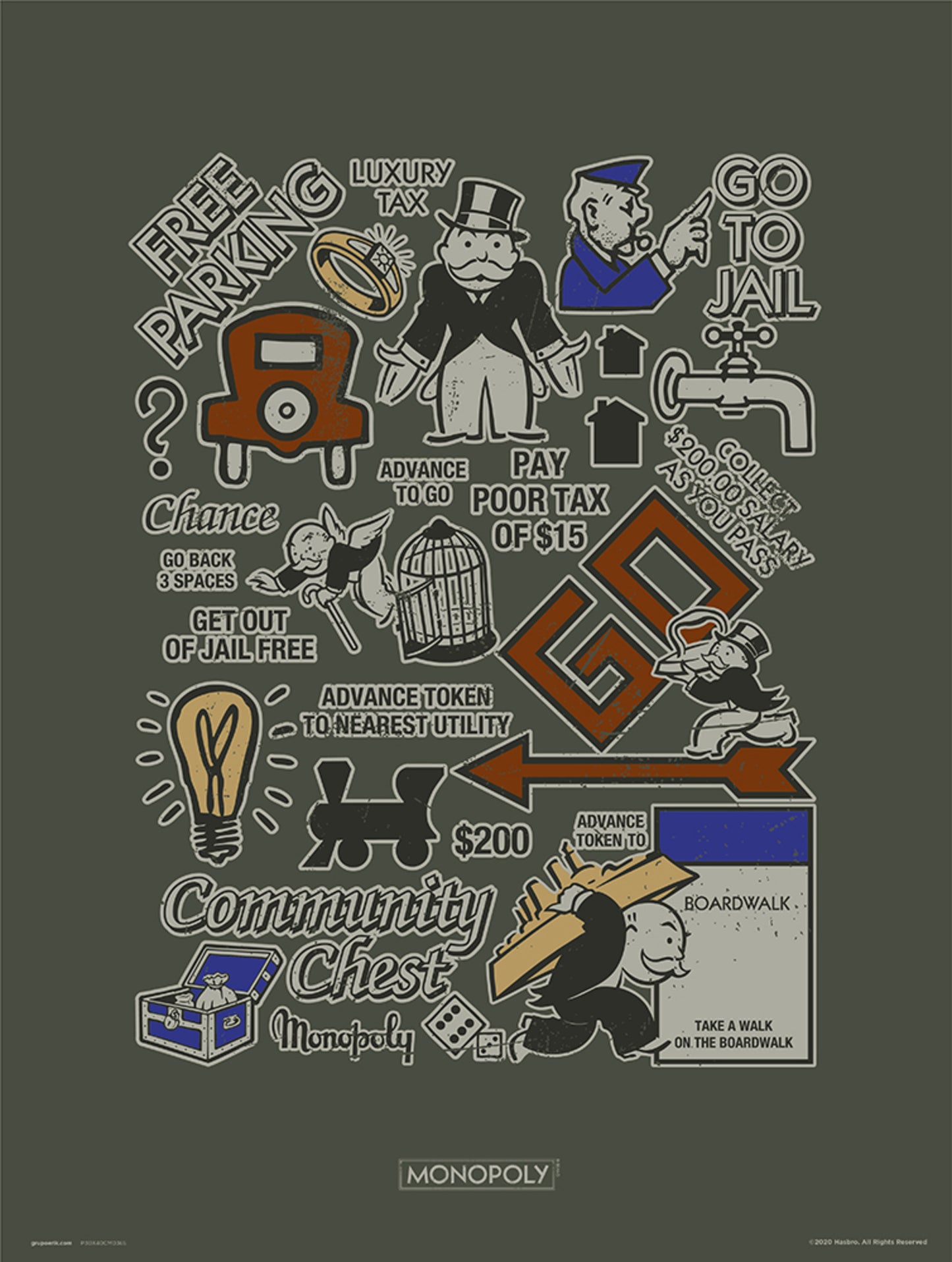 Affiche Art Monopoly Boardwalk 30x40cm