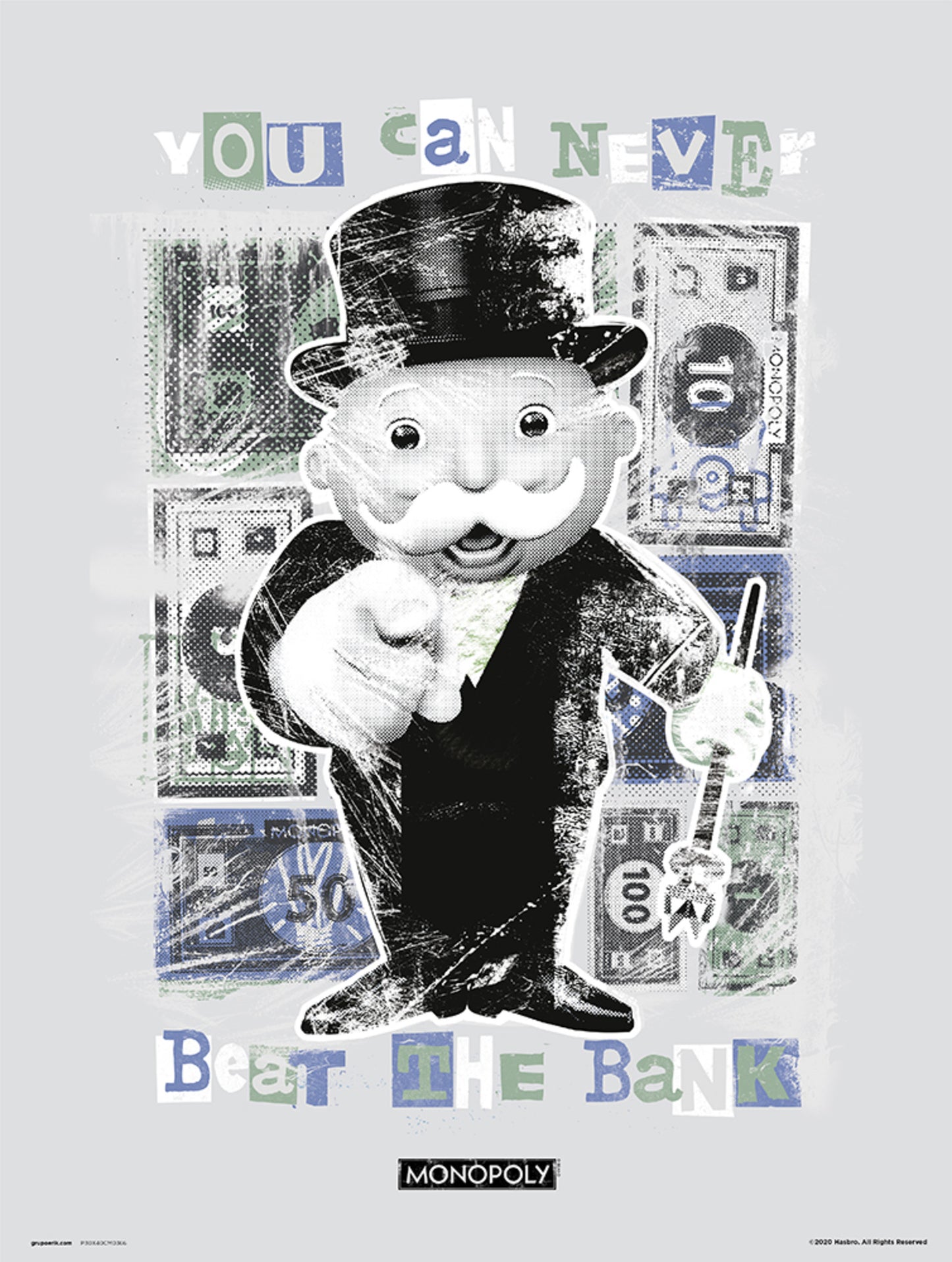 Affiche Art Monopoly You Can Never Beat The Bank 30x40cm