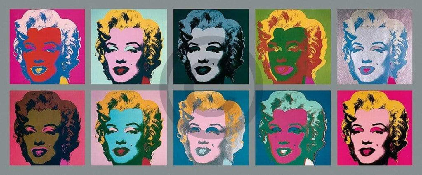 Affiche Art Andy Warhol - Ten Marilyns 1967 134x56cm