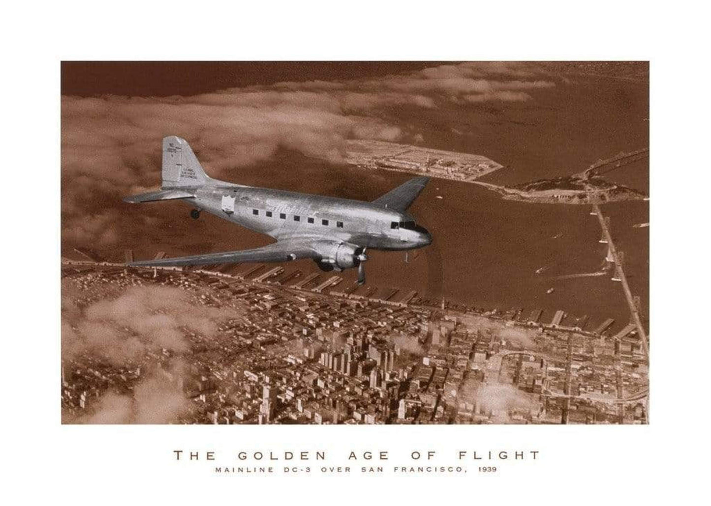 Affiche Art Margaret Bourke-White - Mainline DC-3 over San Francisco 70x50cm