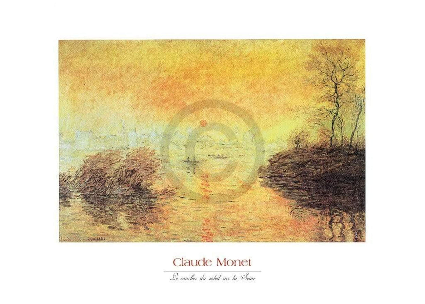 Affiche Art Claude Monet - Le coucher du soleil la Seine 70x50cm