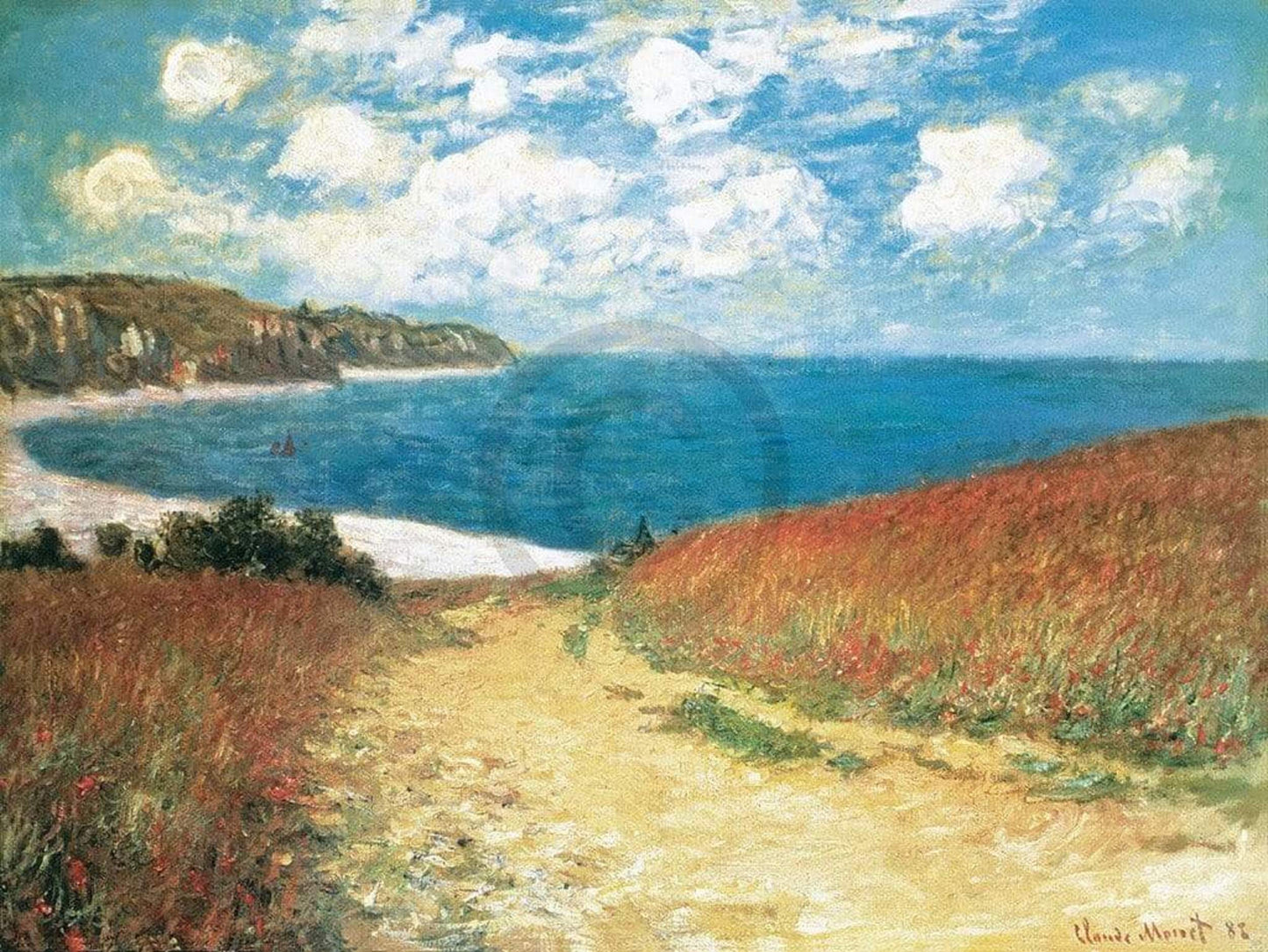 Affiche Art Claude Monet - Meadow Road to Pourville 1882 80x60cm