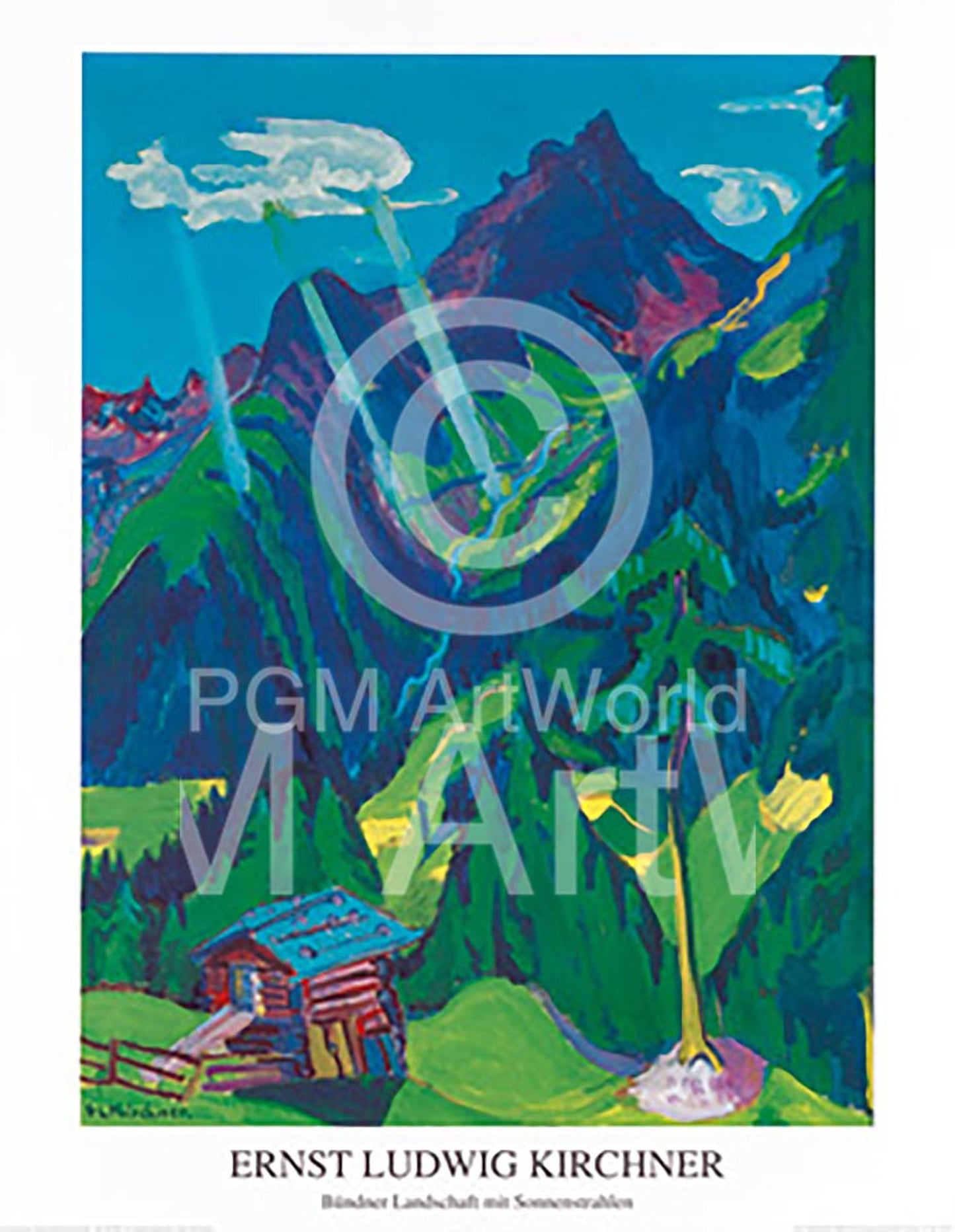 Affiche Art Ernst Ludwig Kirchner - Bündner Landschaft 70x90cm