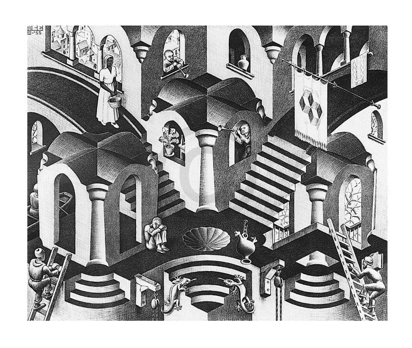 Affiche Art M. C. Escher - Konkav und Konvexe 65x55cm