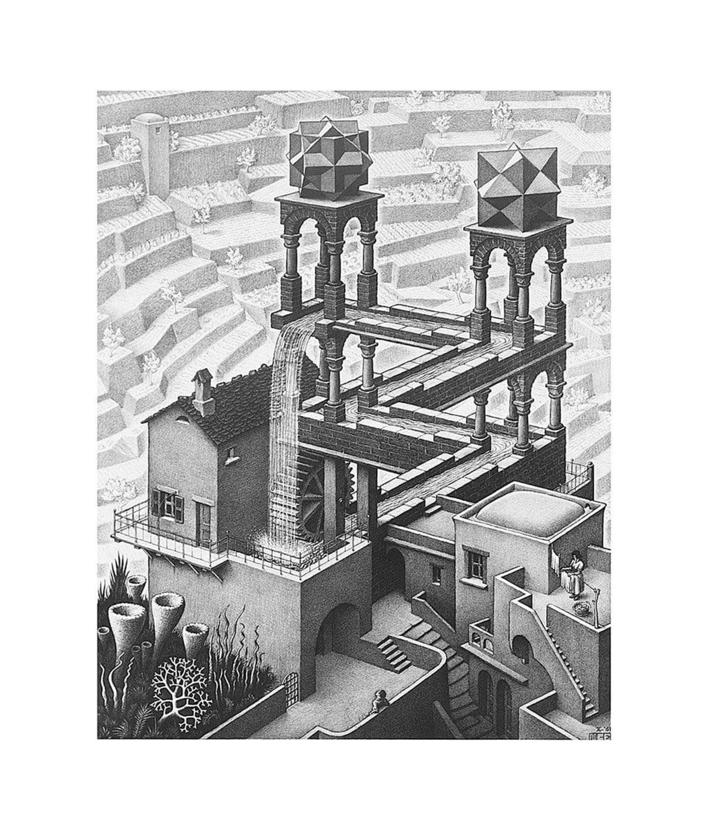 Affiche Art M. C. Escher - Wasserfall 55x65cm