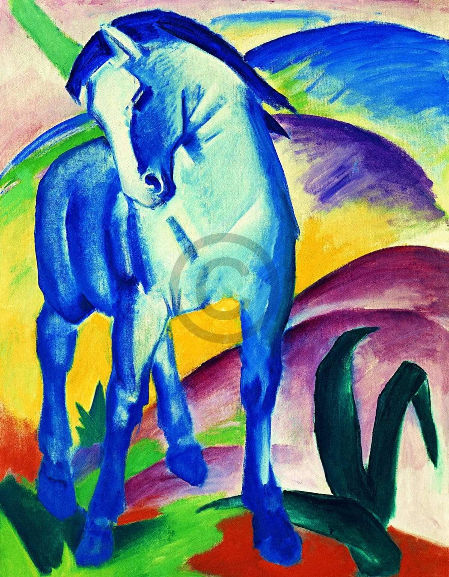 Affiche Art Franz Marc - Blaues Pferd I 70x90cm