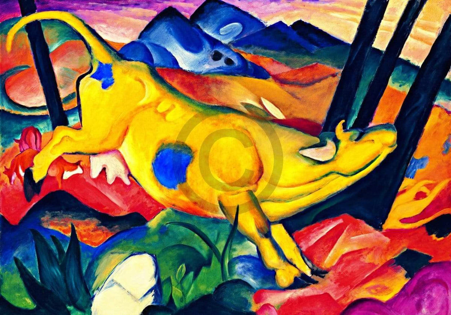 Affiche Art Franz Marc - Die gelbe Kuh 100x70cm