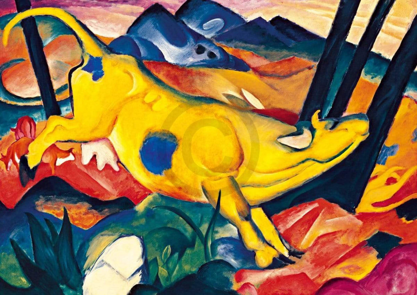 Affiche Art Franz Marc - Die gelbe Kuh 29.7x21cm