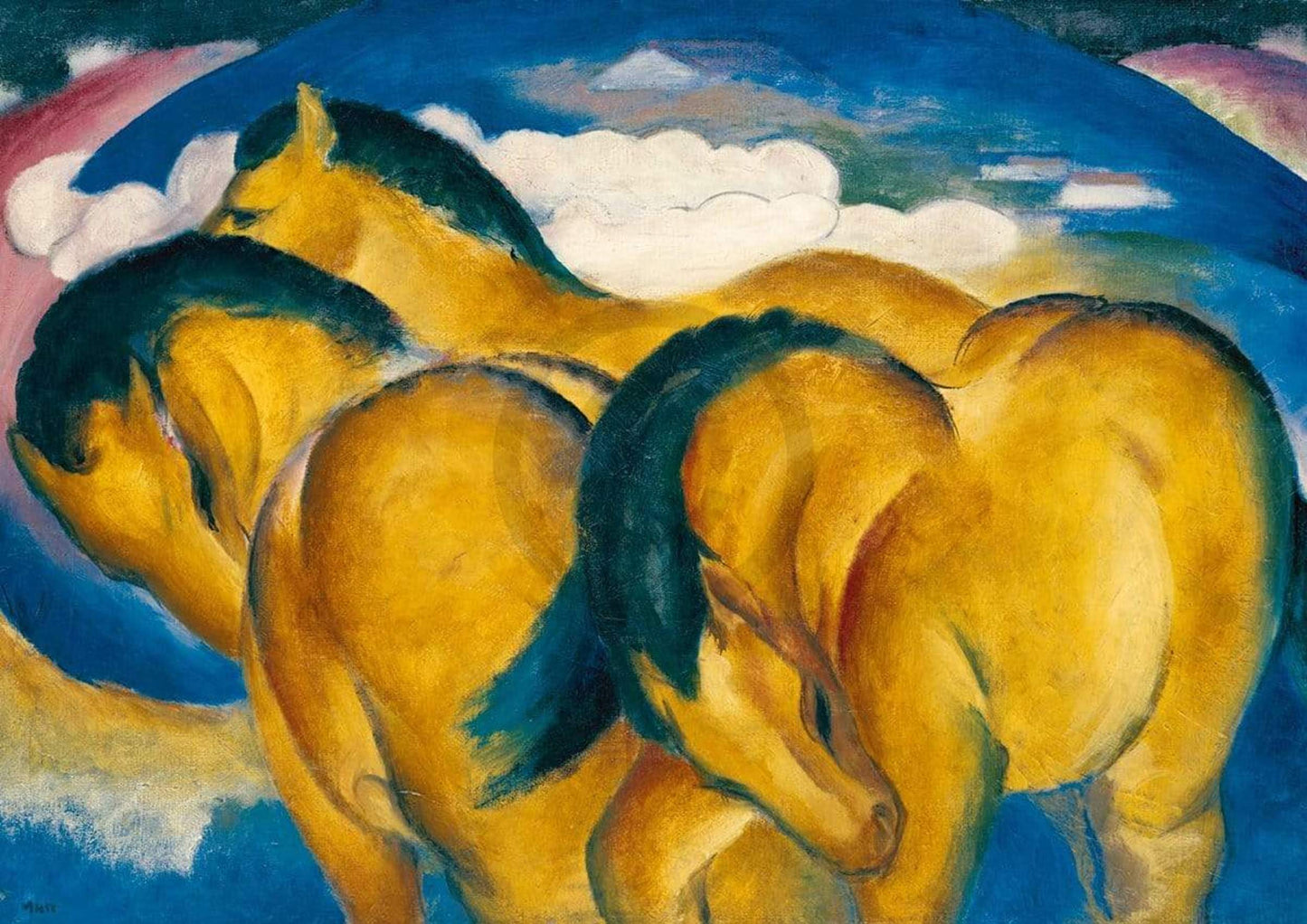 Affiche Art Franz Marc - Die kleinen gelben Pferde 29.7x21cm