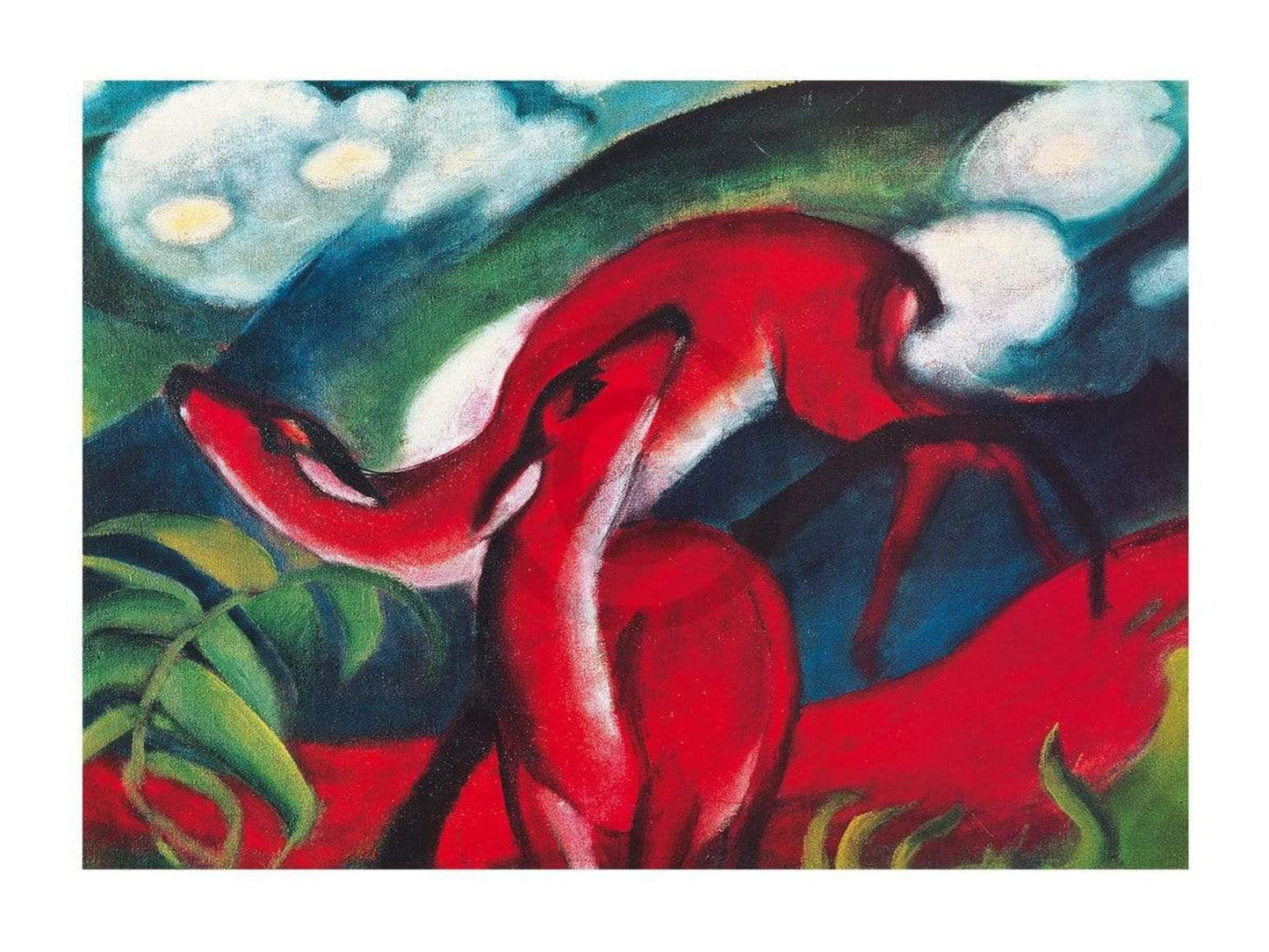 Affiche Art Franz Marc - The red Deer 80x60cm