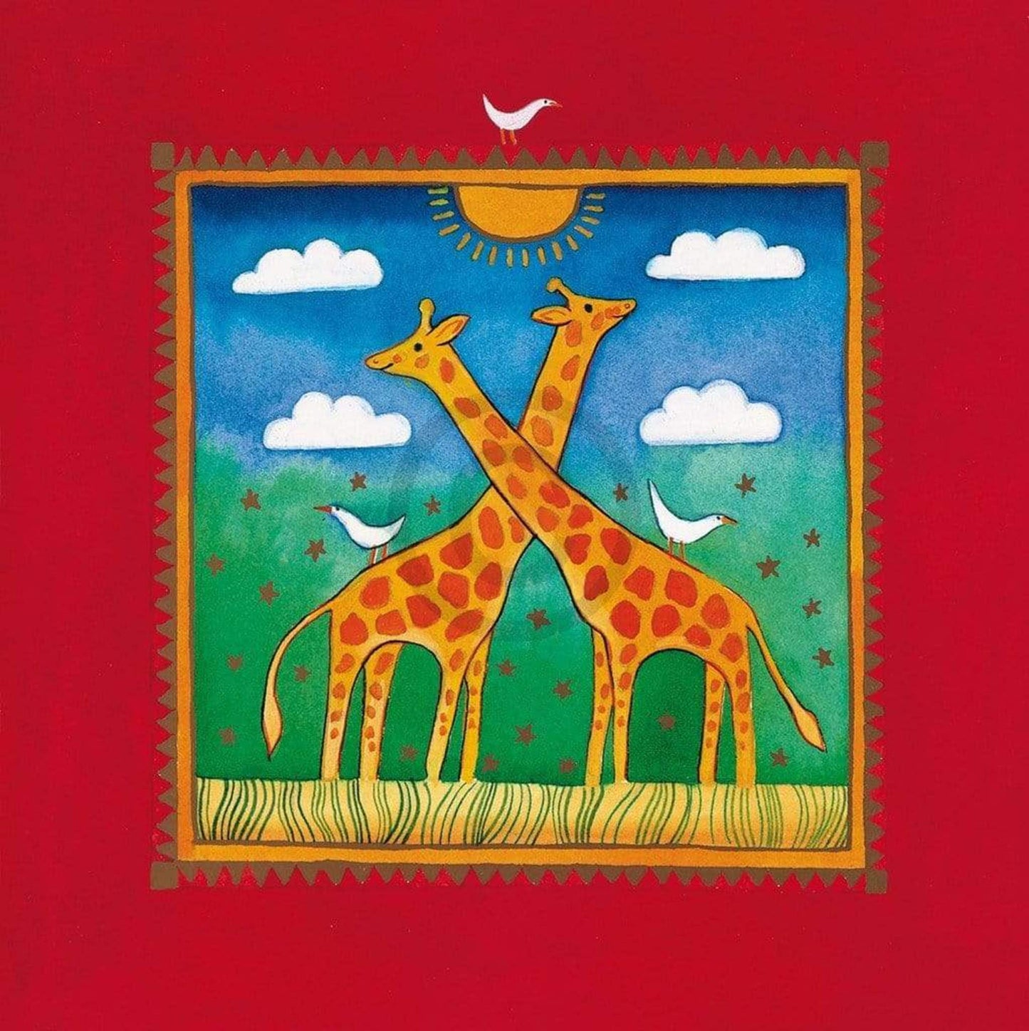 Affiche Art Linda Edwards - Two little giraffes 40x40cm