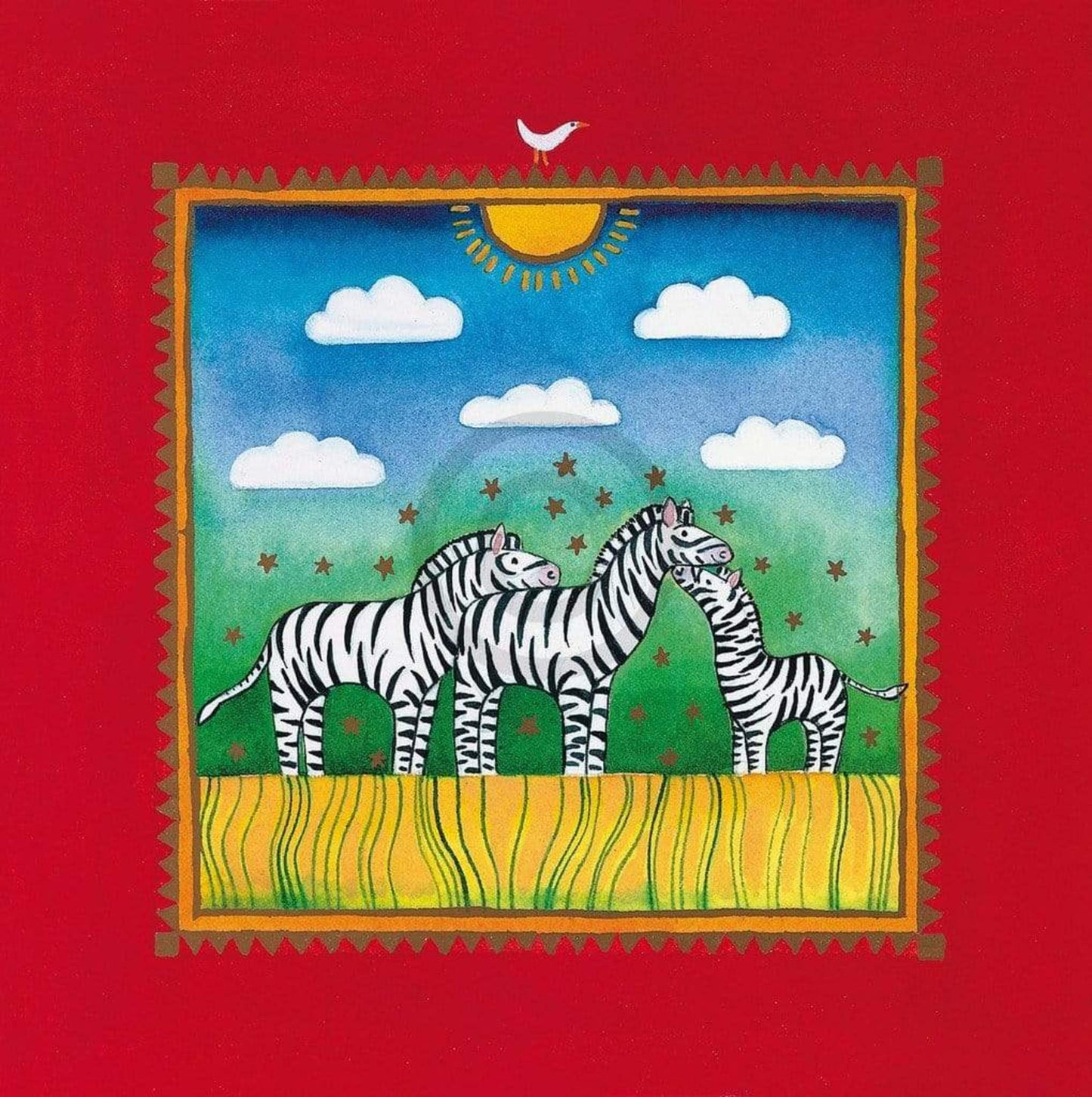 Affiche Art Linda Edwards - Three little zebras 40x40cm