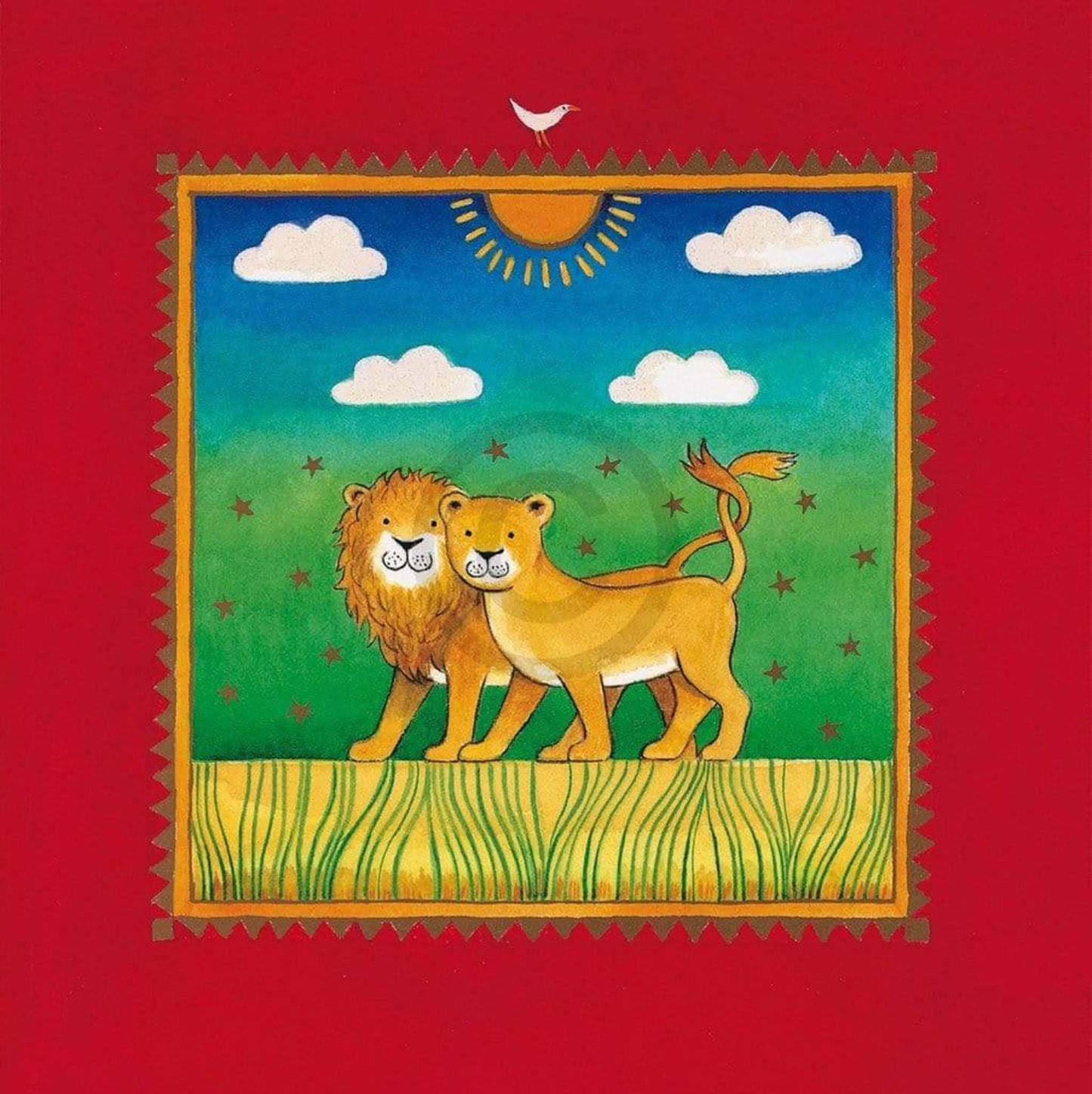 Affiche Art Linda Edwards - Two little lions 40x40cm