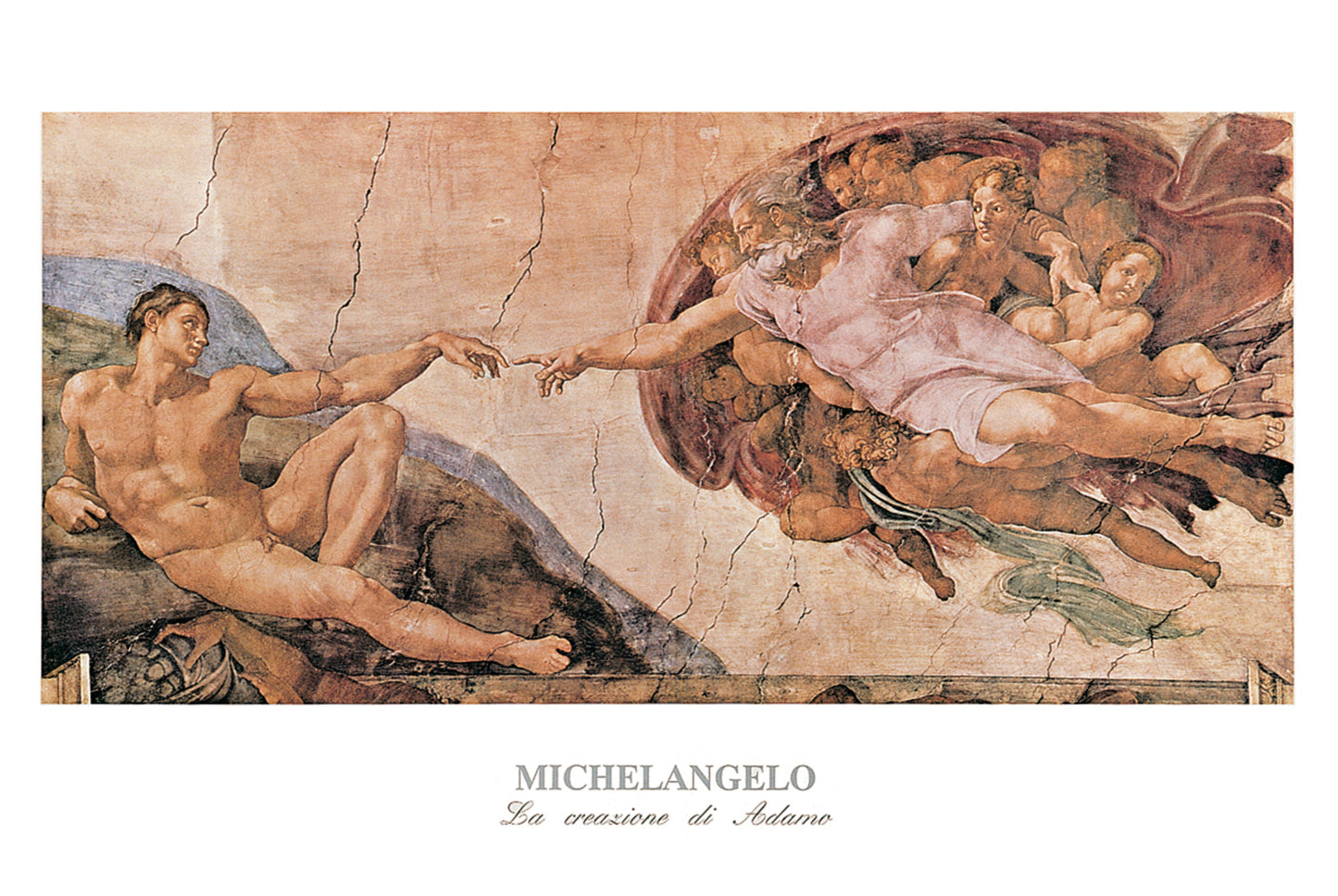 Affiche Art Michelangelo - La creazione di Adamo 120x80cm