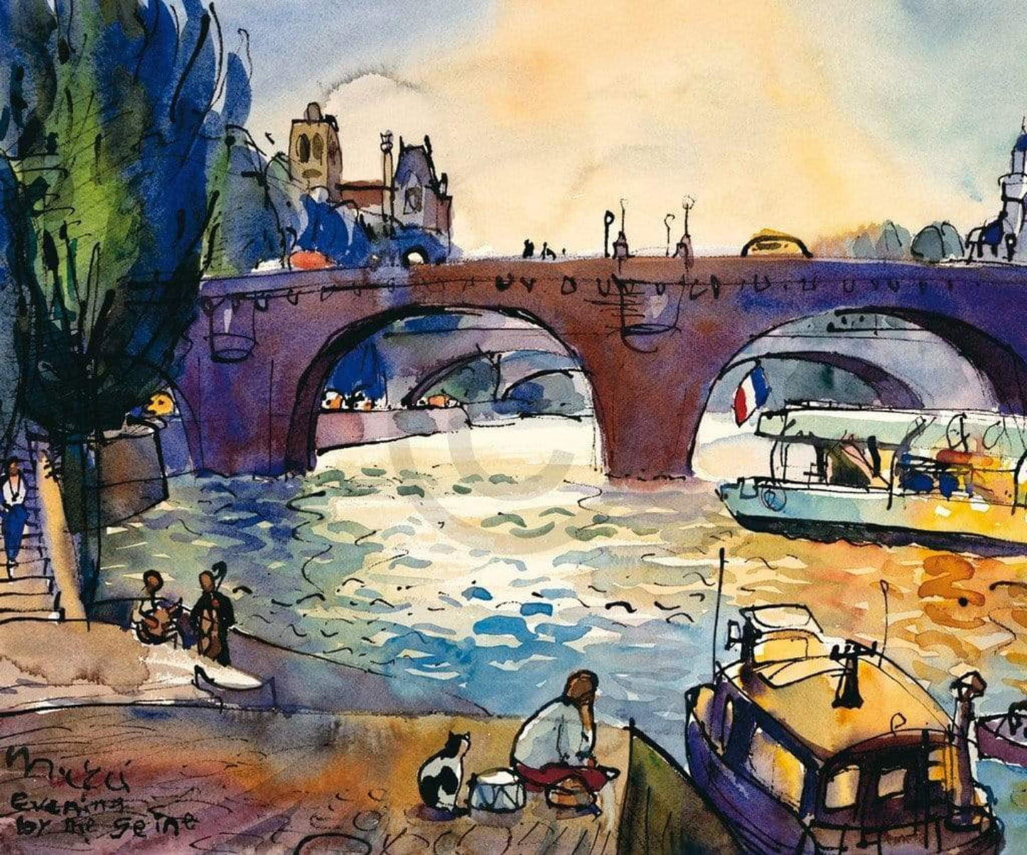 Affiche Art Michael Leu - Evening by the Seine 60x50cm