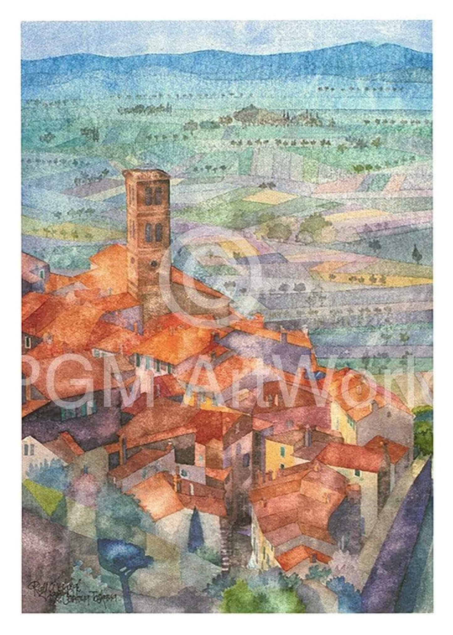 Affiche Art Ralf Westphal - Cortona, Umbrien 50x70cm