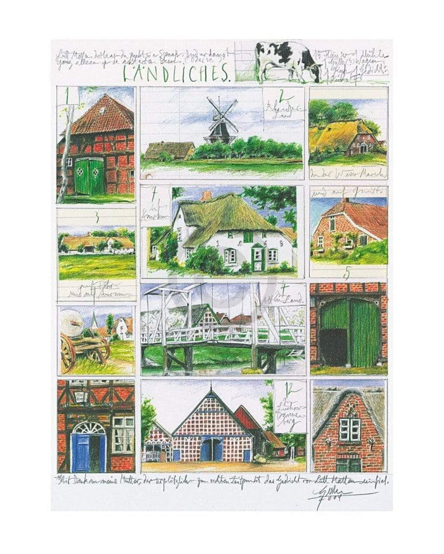 Affiche Art Sabine Gerke - Ländliches 40x50cm