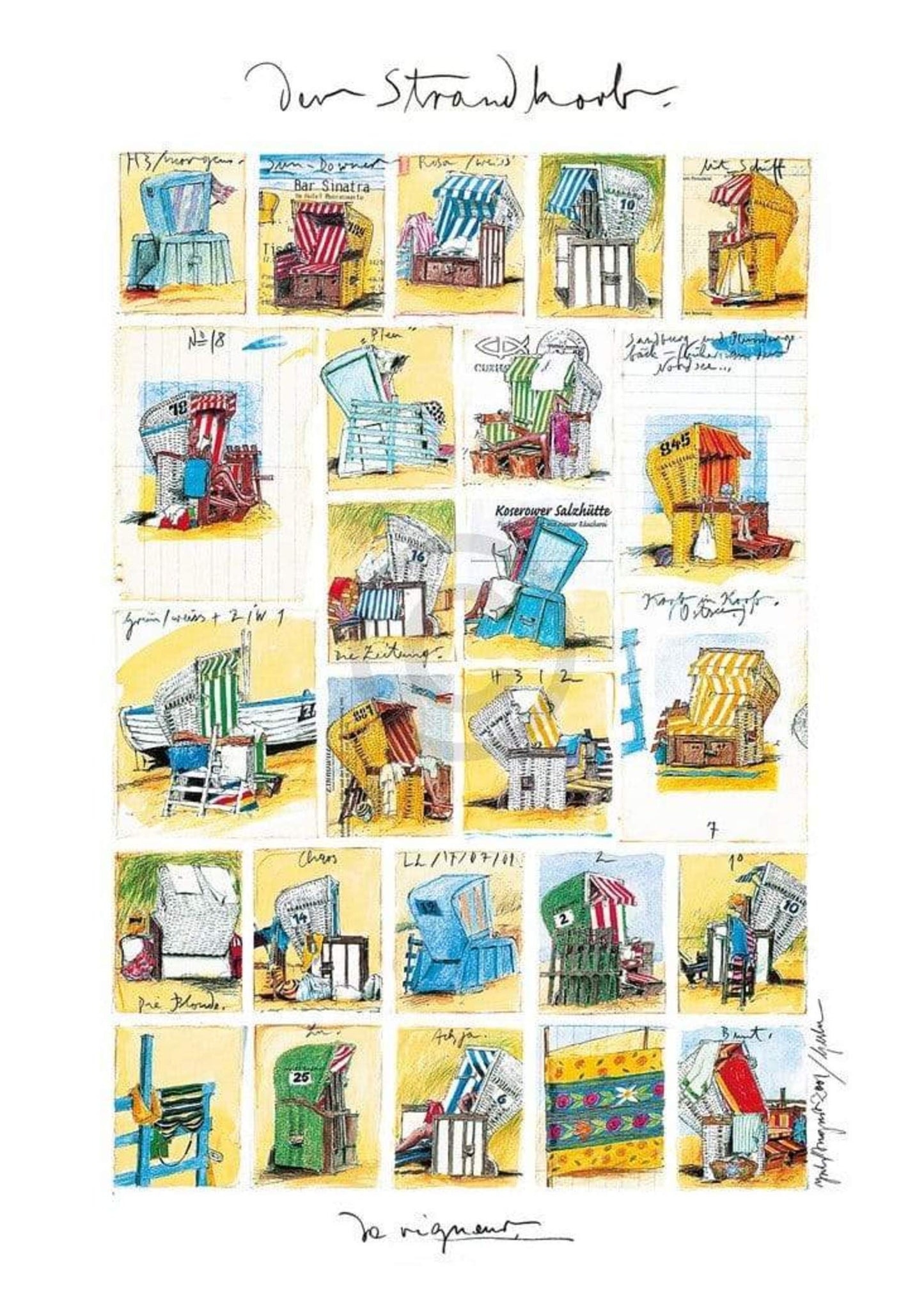 Affiche Art Sabine Gerke - Der Strandkorb 50x70cm