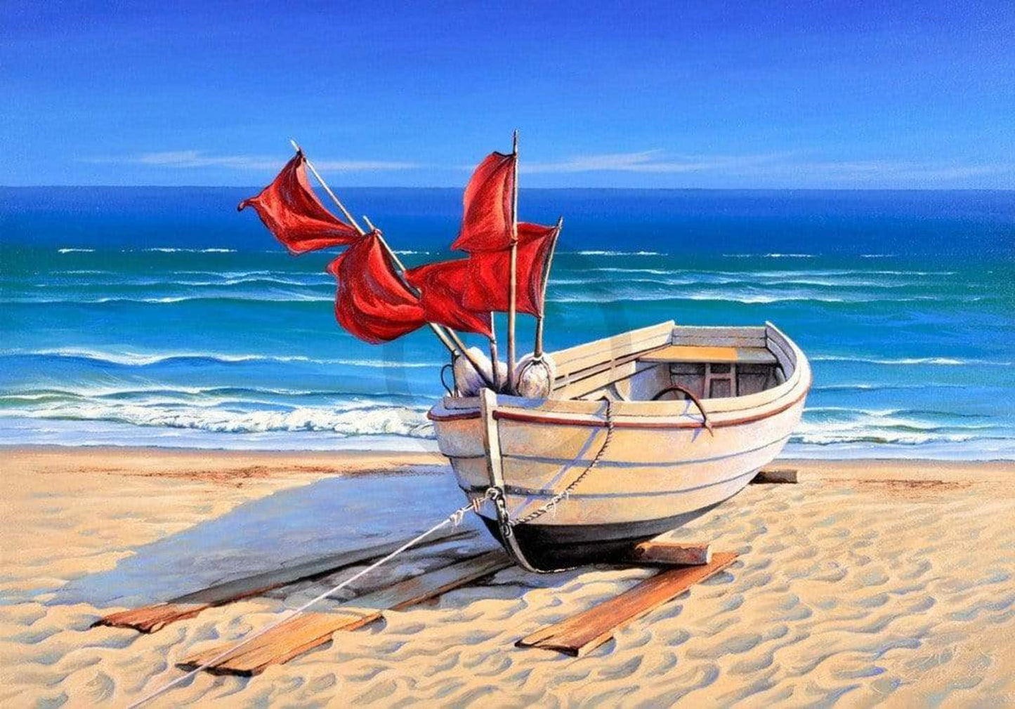 Affiche Art Sigurd Schneider - Small fishing boat 80x60cm