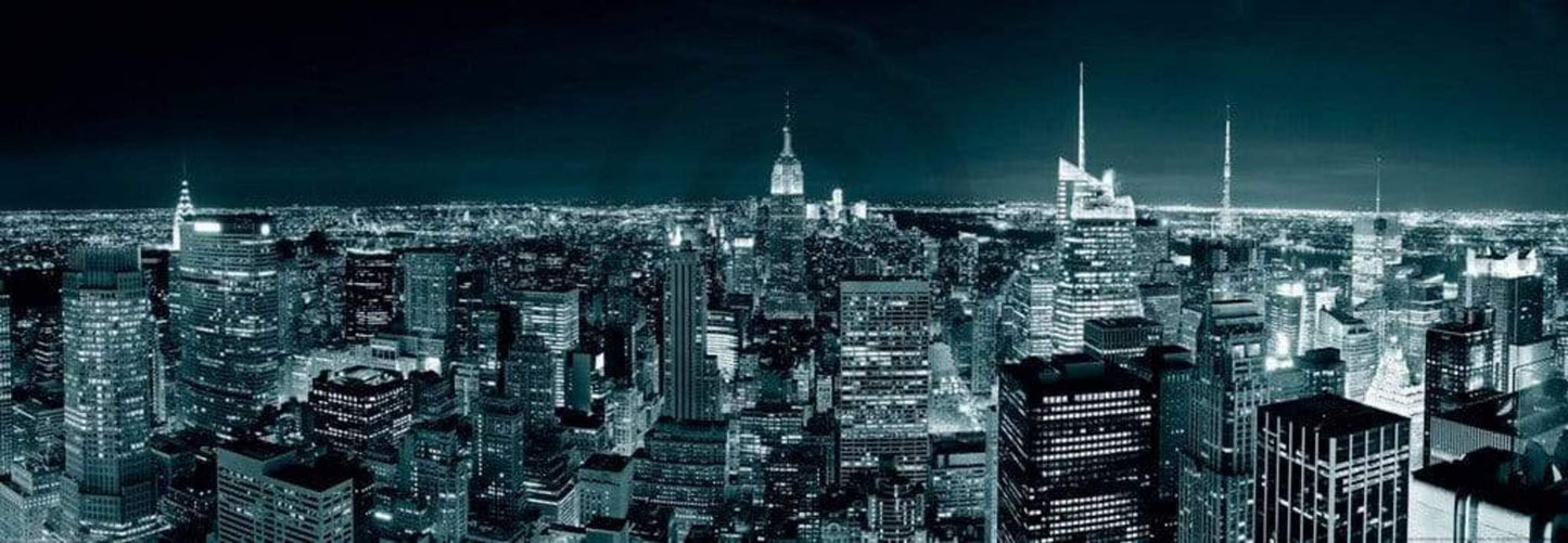 Affiche Art Shutterstock - Manhatten Skyline at Night 95x33cm