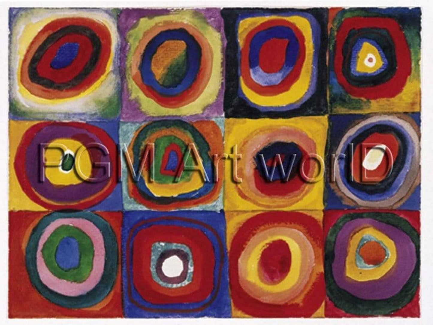 Affiche Art Wassily Kandinsky - Farbstudie Quadrate 120x90cm