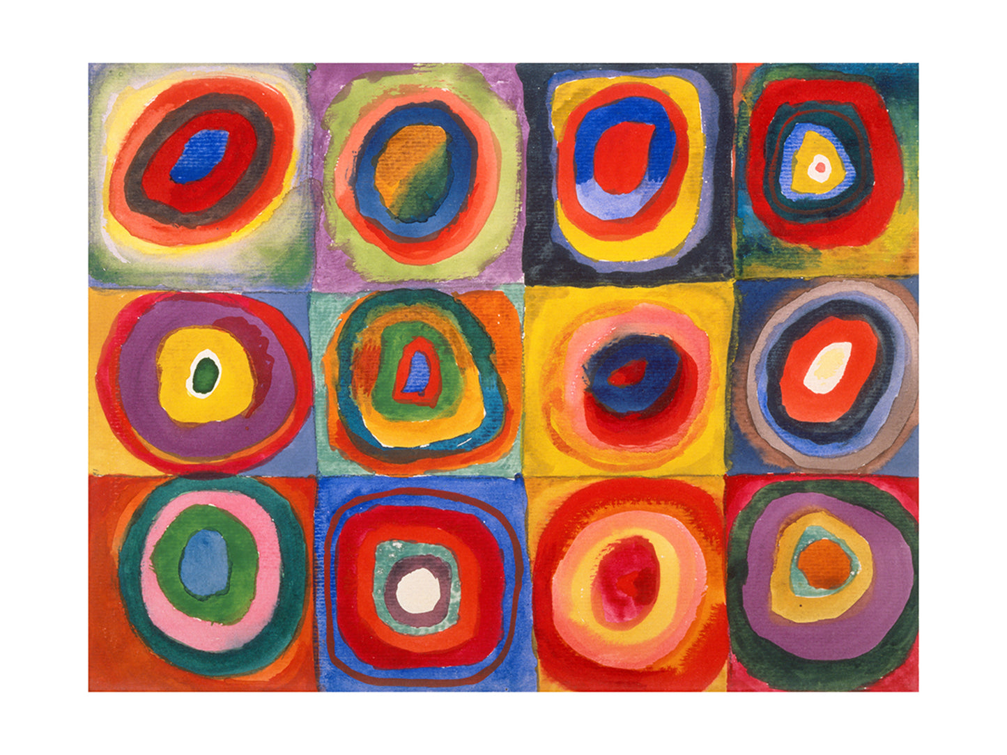 Affiche Art Wassily Kandinsky - Farbstudie Quadrate 80x60cm