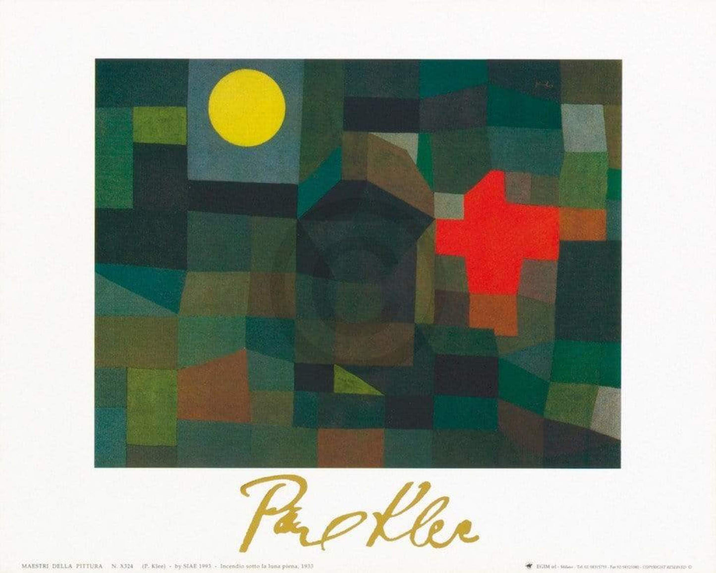 Affiche Art Paul Klee - Incendio la luna piena, 1933 30x24cm