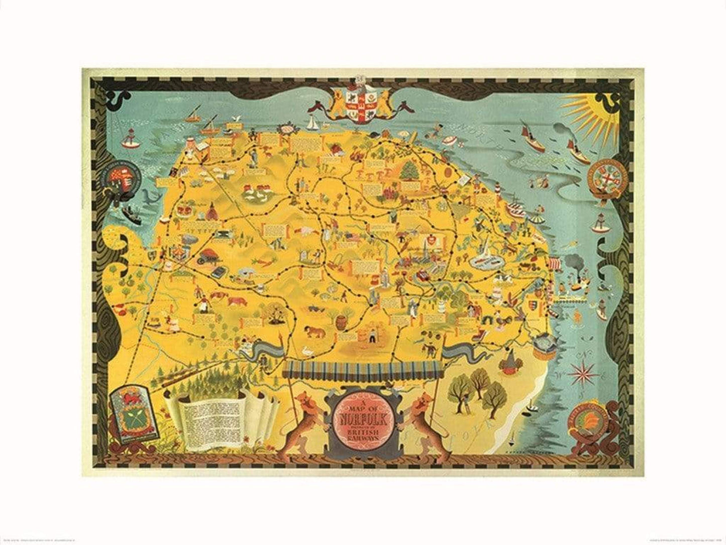 Affiche Art Norfolk Map 80x60cm