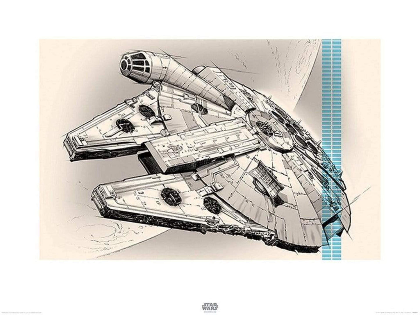 Affiche Art Star Wars Episode VII Millennium Falcon Pencil Art 80x60cm