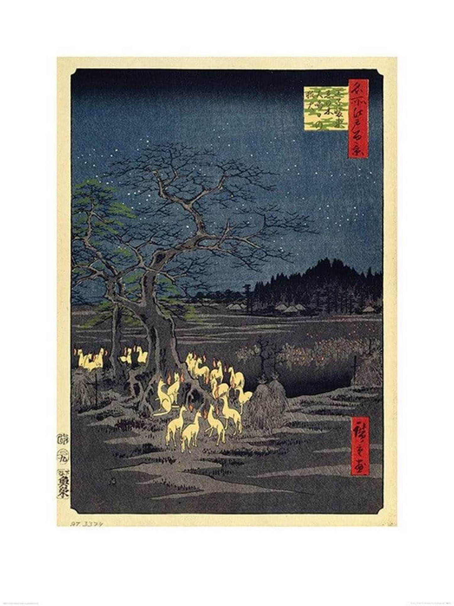 Affiche Art Hiroshige - Fox Fires on New Years Eve at the Changing Tree in Oji 60x80cm