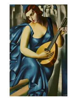 Affiche Art Tamara De Lempicka - Donna in Blu suona mandolino 60x80cm